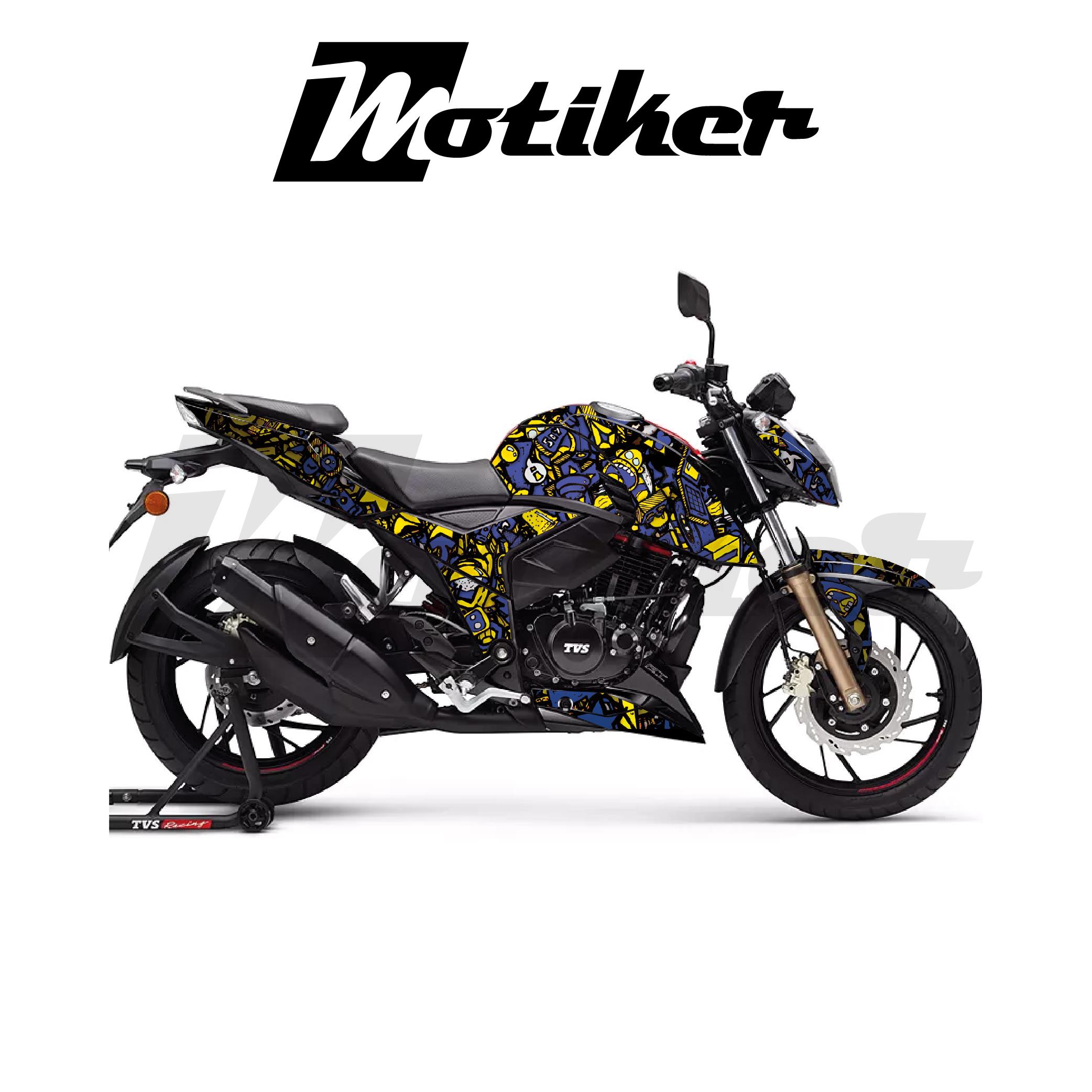 TVSAPACHE RTR 200 Kaplama Sticker Etiket Modeli Motif Desen Sarı Lacivert