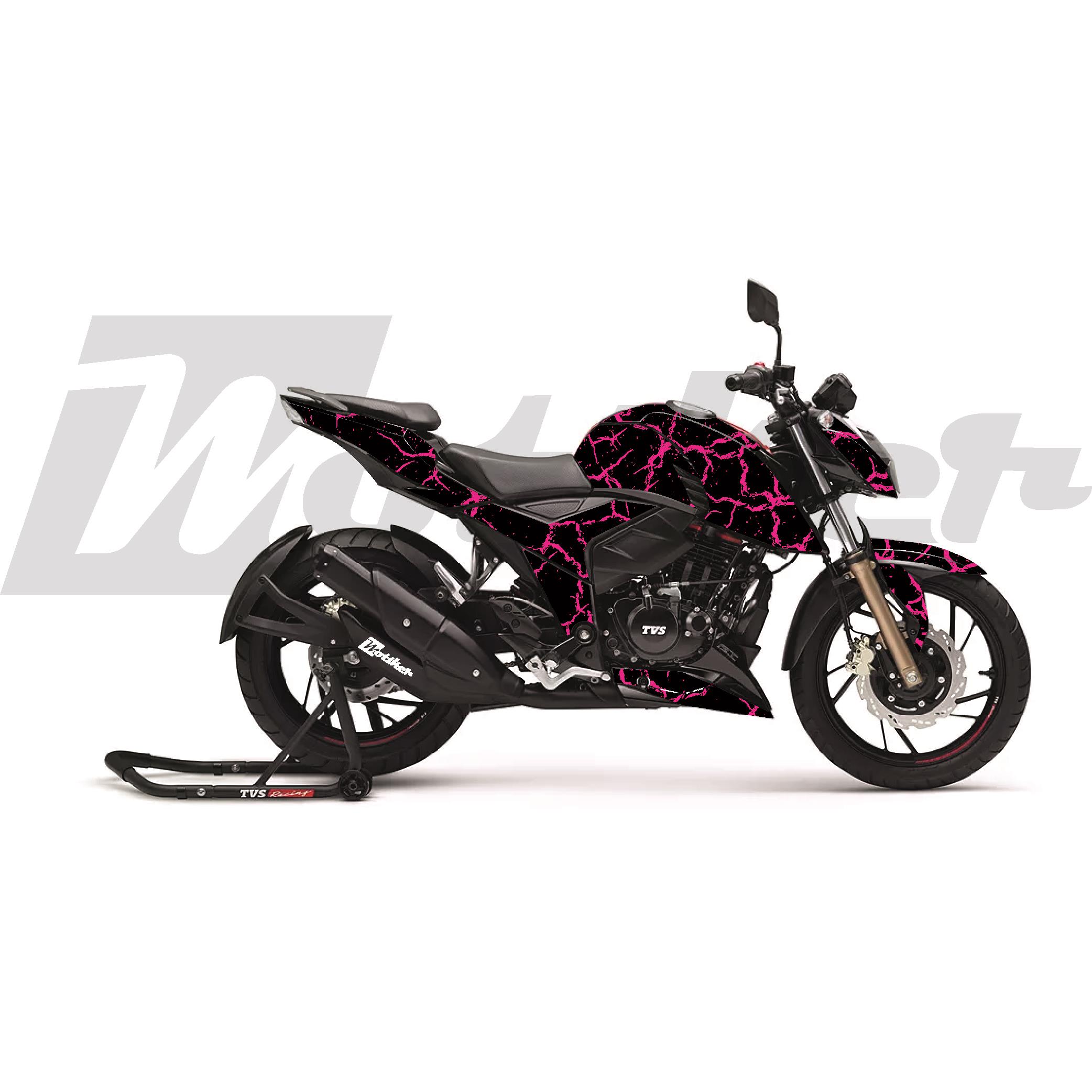 Diğer APACHE RTR 200 Kaplama Sticker Etiket Modeli Şimşek Desen Pembe Siyah