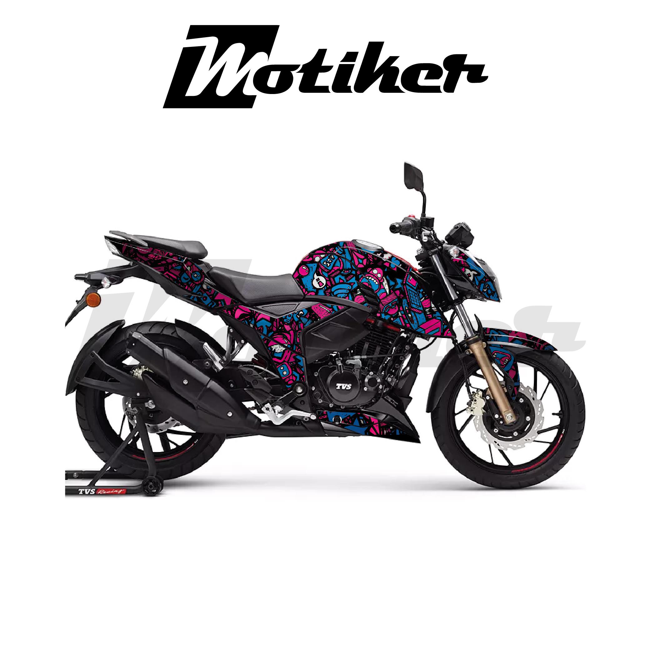 TVSAPACHE RTR 200 Kaplama Sticker Etiket Modeli Motif Desen Mavi Pembe