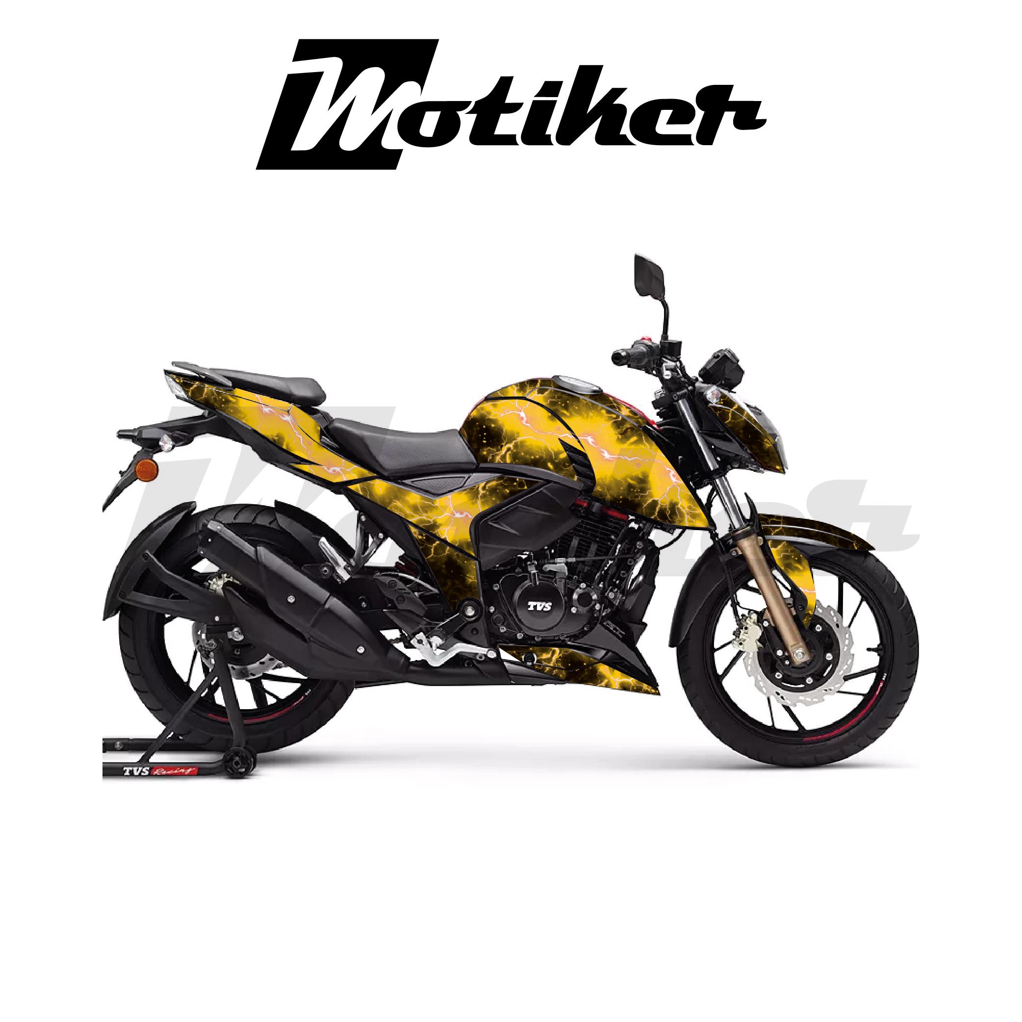 TVSAPACHE RTR 200 Kaplama Sticker Etiket Modeli Lightning Desen Sarı 