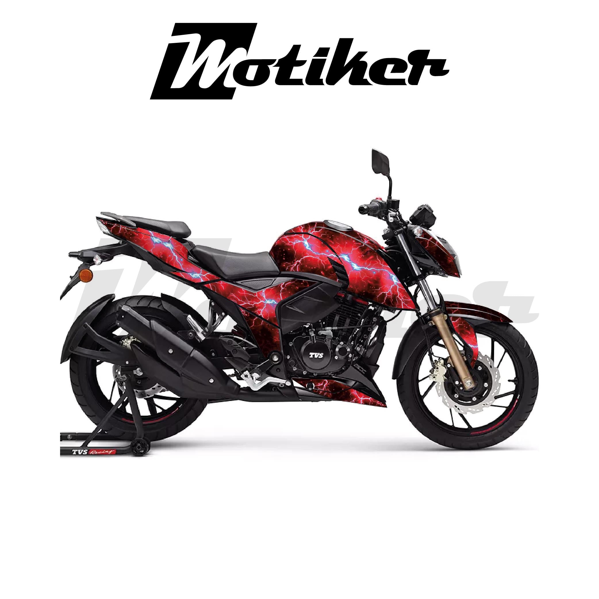TVSAPACHE RTR 200 Kaplama Sticker Etiket Modeli Lightning Desen Kırmızı