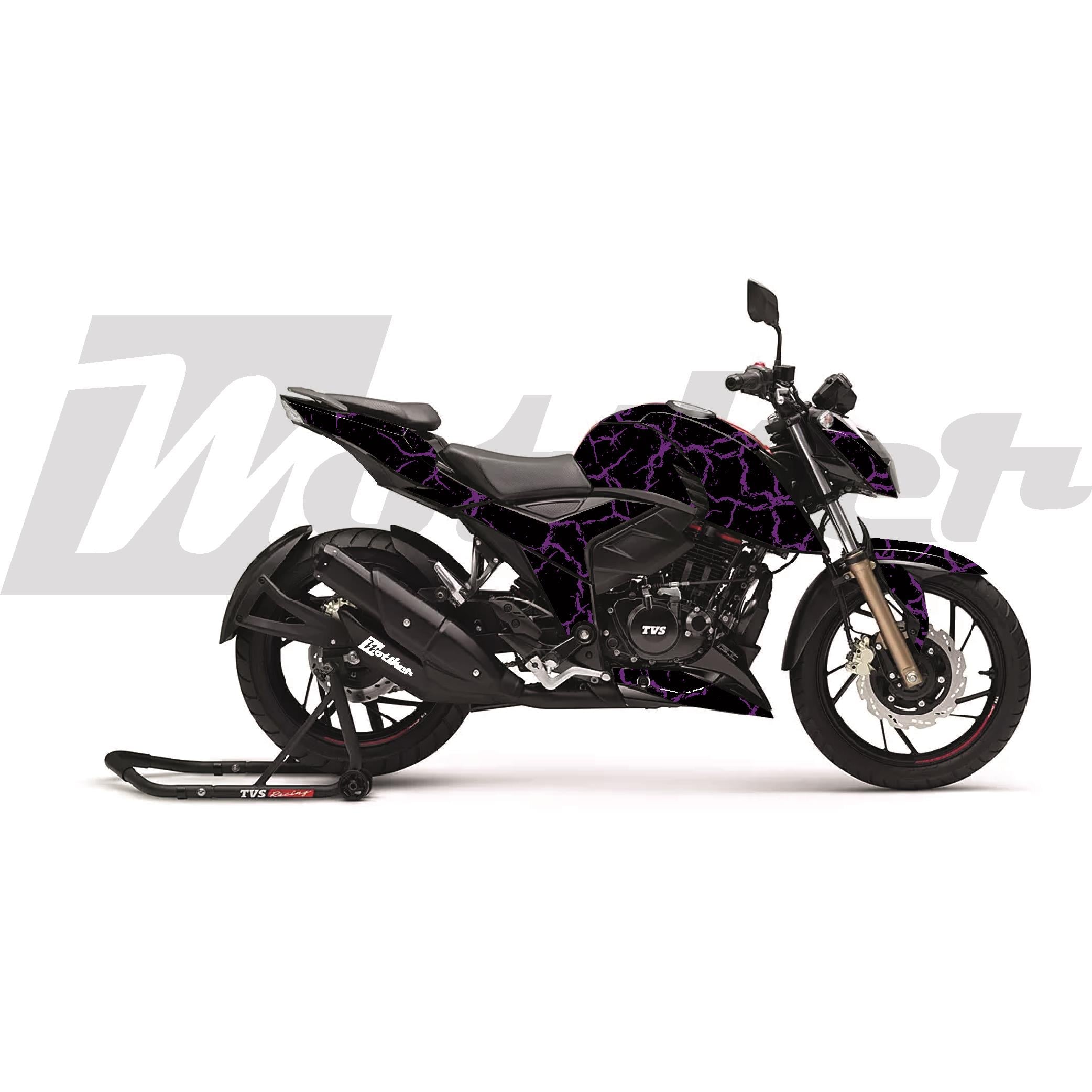 Diğer APACHE RTR 200 Kaplama Sticker Etiket Modeli Şimşek Desen Mor Siyah