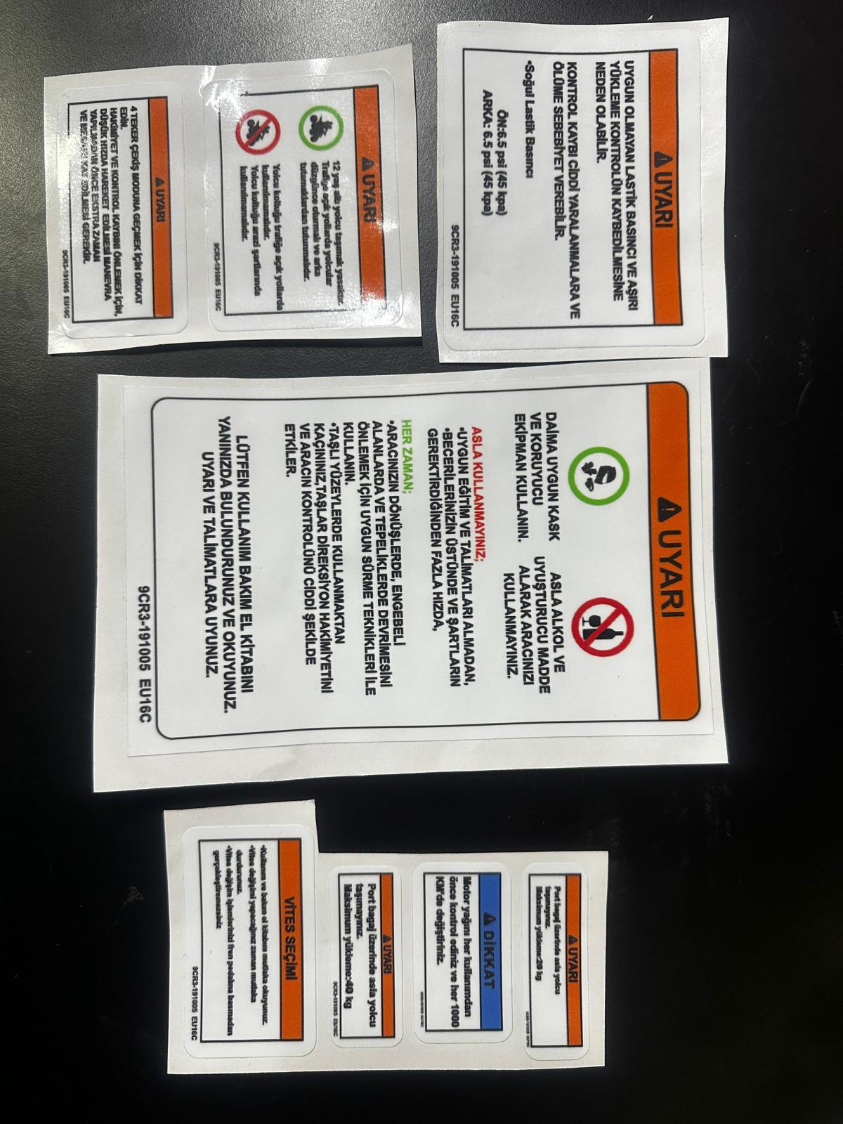 ATV Uyarı Güvnlik İşaret Sticker Etiket Modeli