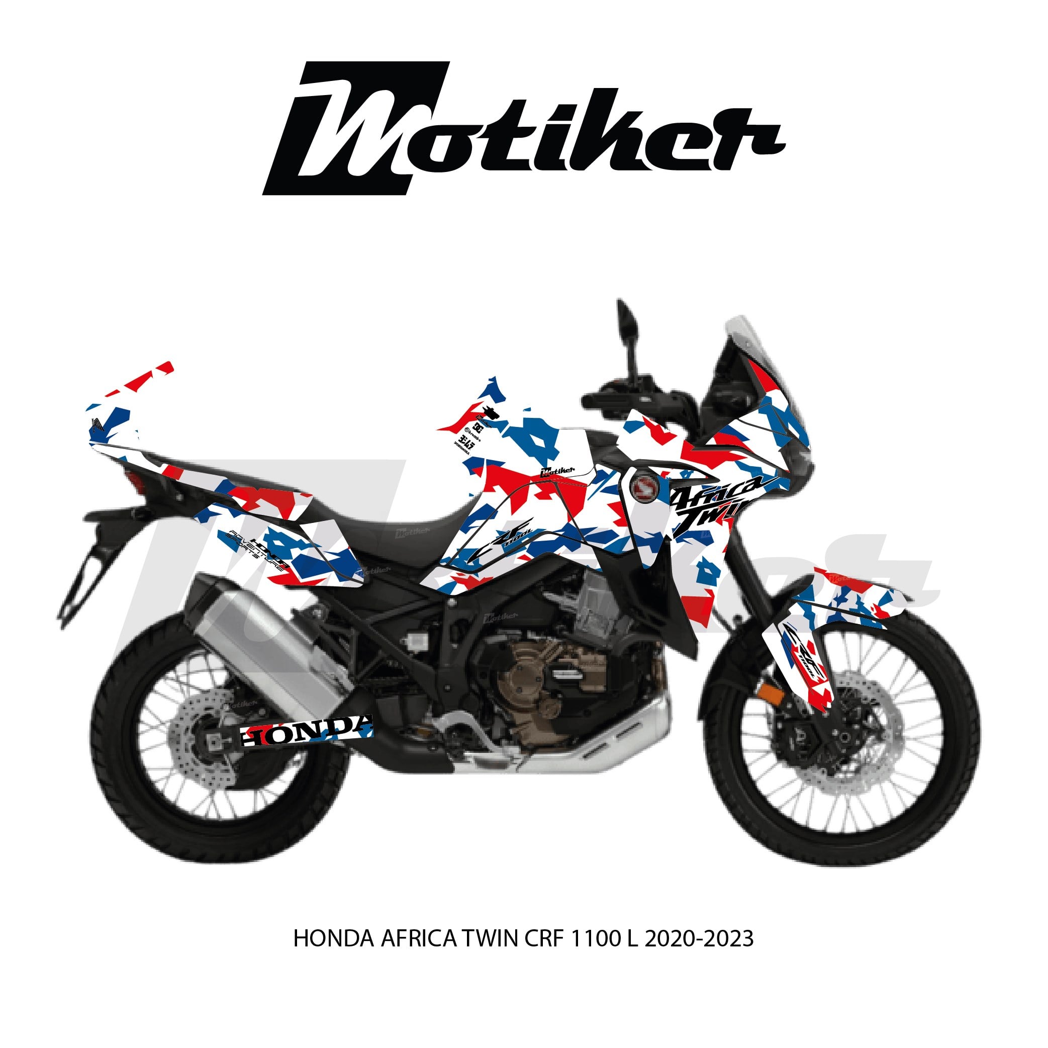 HONDA AFRICA TWIN CRF 1100 L 2020-2023 Adventure Camouflage Parçalı Kaplama Beyaz Kırmızı Mavi
