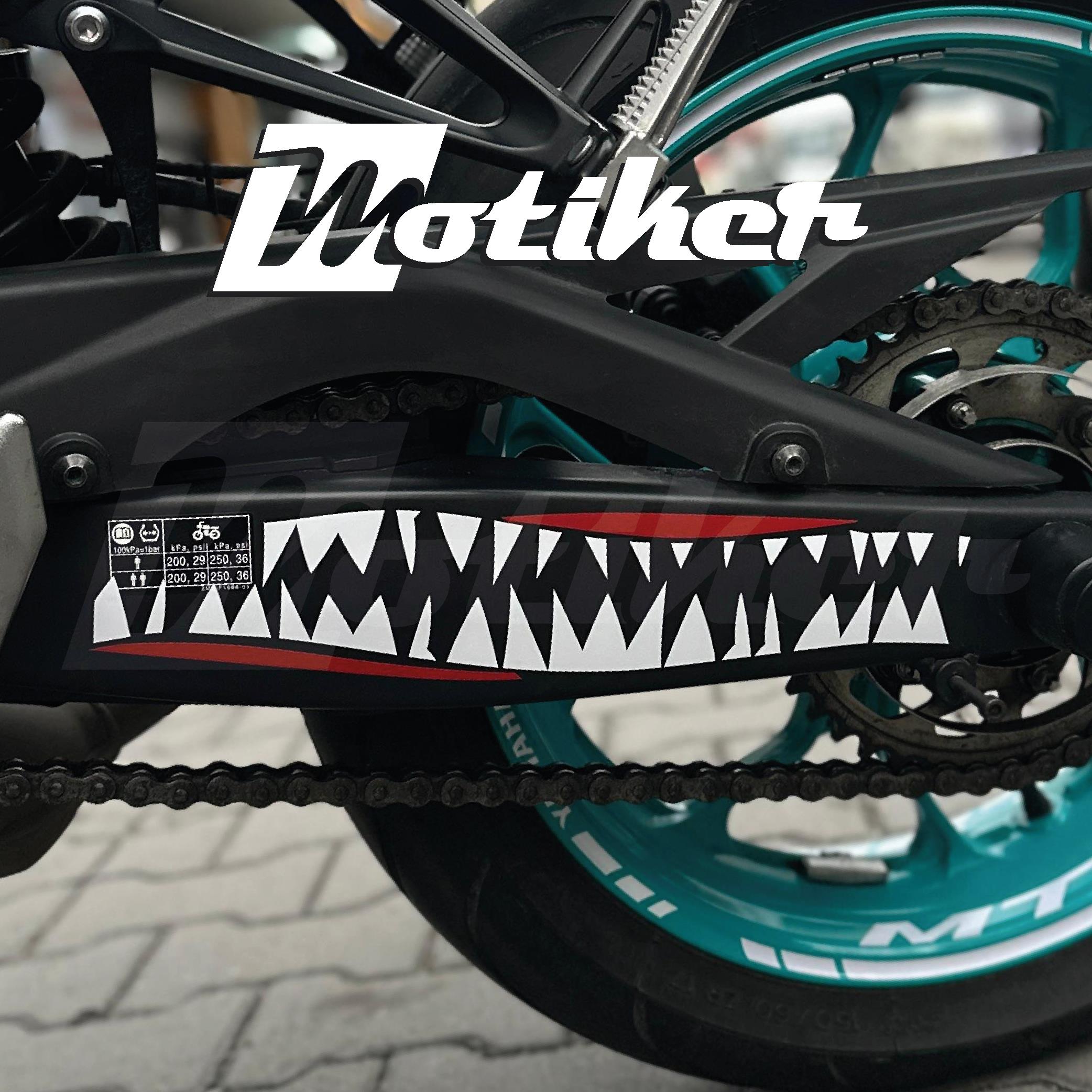 Motosiklet Arka Maşa Köpekbalığı Ağız Sticker Modeli Tüm Motor Maşa Uyumlu 1 Adet