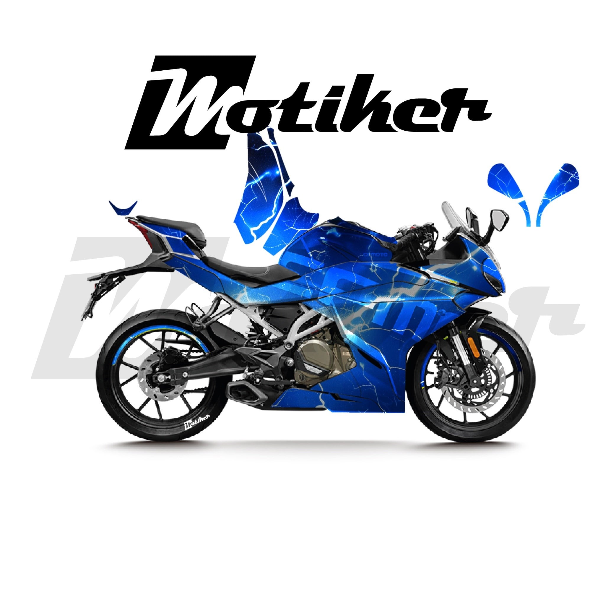 CFMOTO 250SR Parçalı Kaplama Sticker Etiket Modeli Yıldırım Desen 2 (MTK9363)