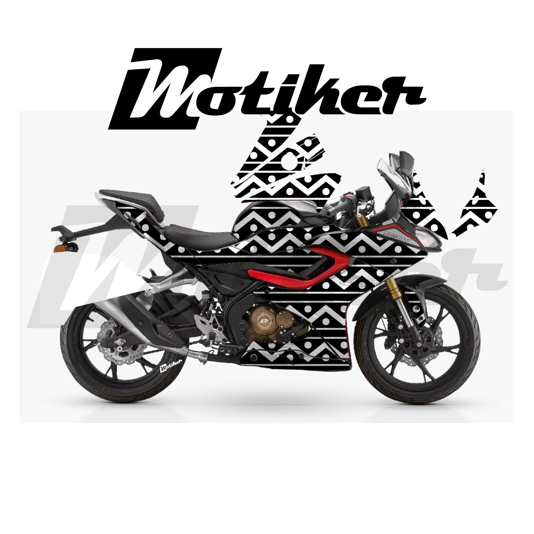 RKS SRK 125R Parçalı Kaplama Sticker Etiket Modeli Zikzak Çizgiler Desen 20 (MTK9381)