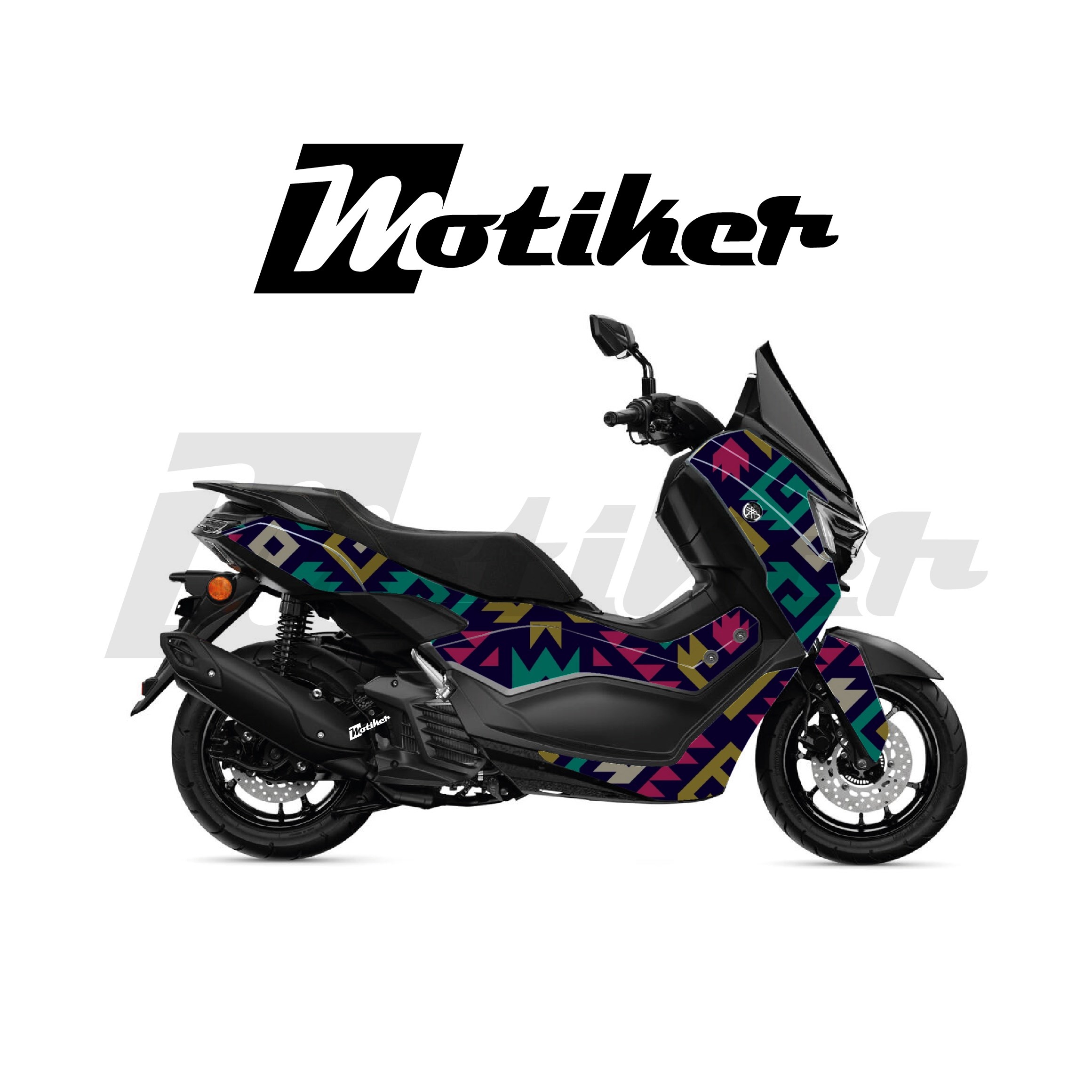 Yamaha NMAX 2025 Parçalı Kaplama Sticker Etiket Modeli Etnik Motif Desen 9 (MTK9370)