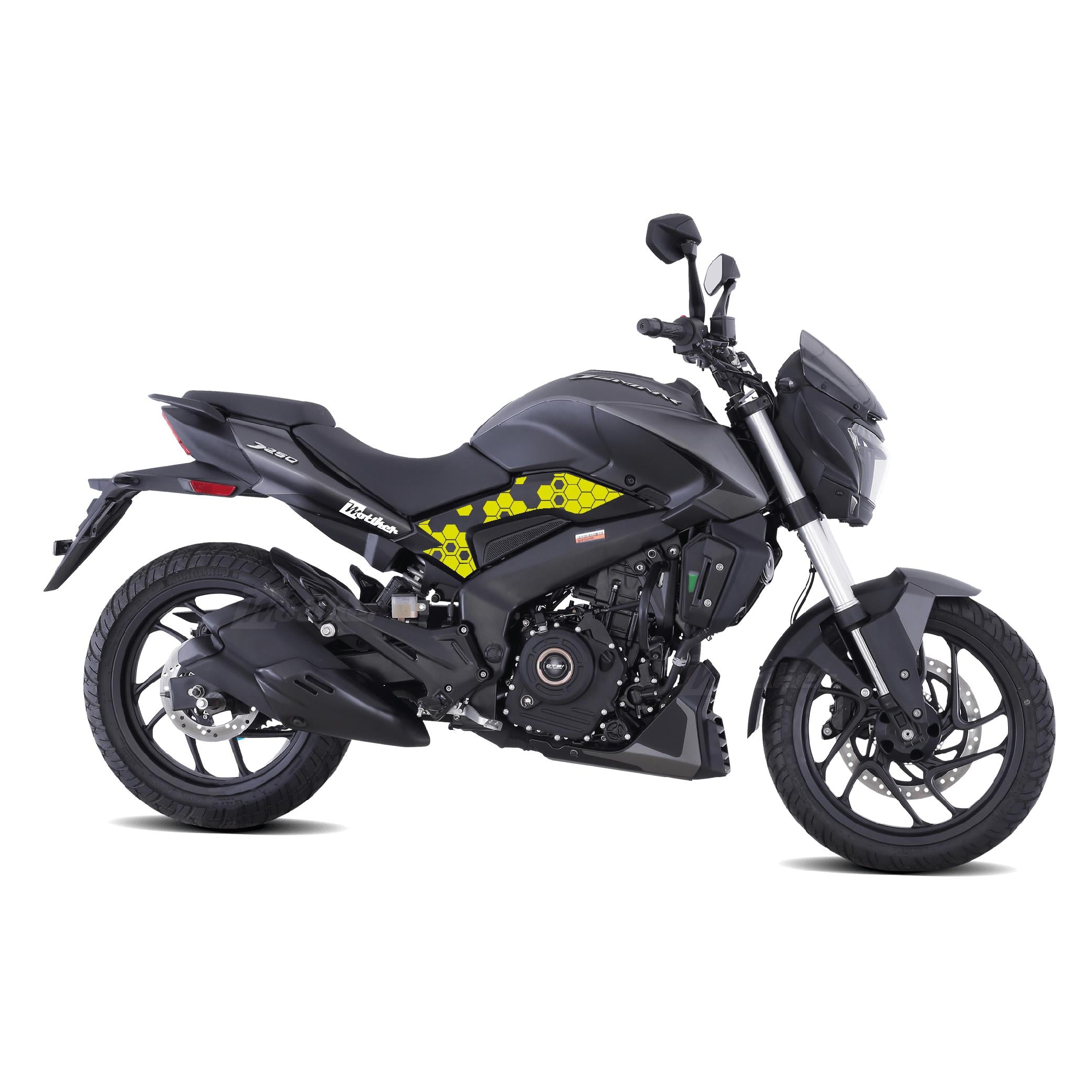Bajaj Dominar 250 - 400 Orta Şase Üstü Plastik Motosiklet Kaplama Sticker Etiket Modeli Bal Peteği Desen - Neon Sarı Yeşil