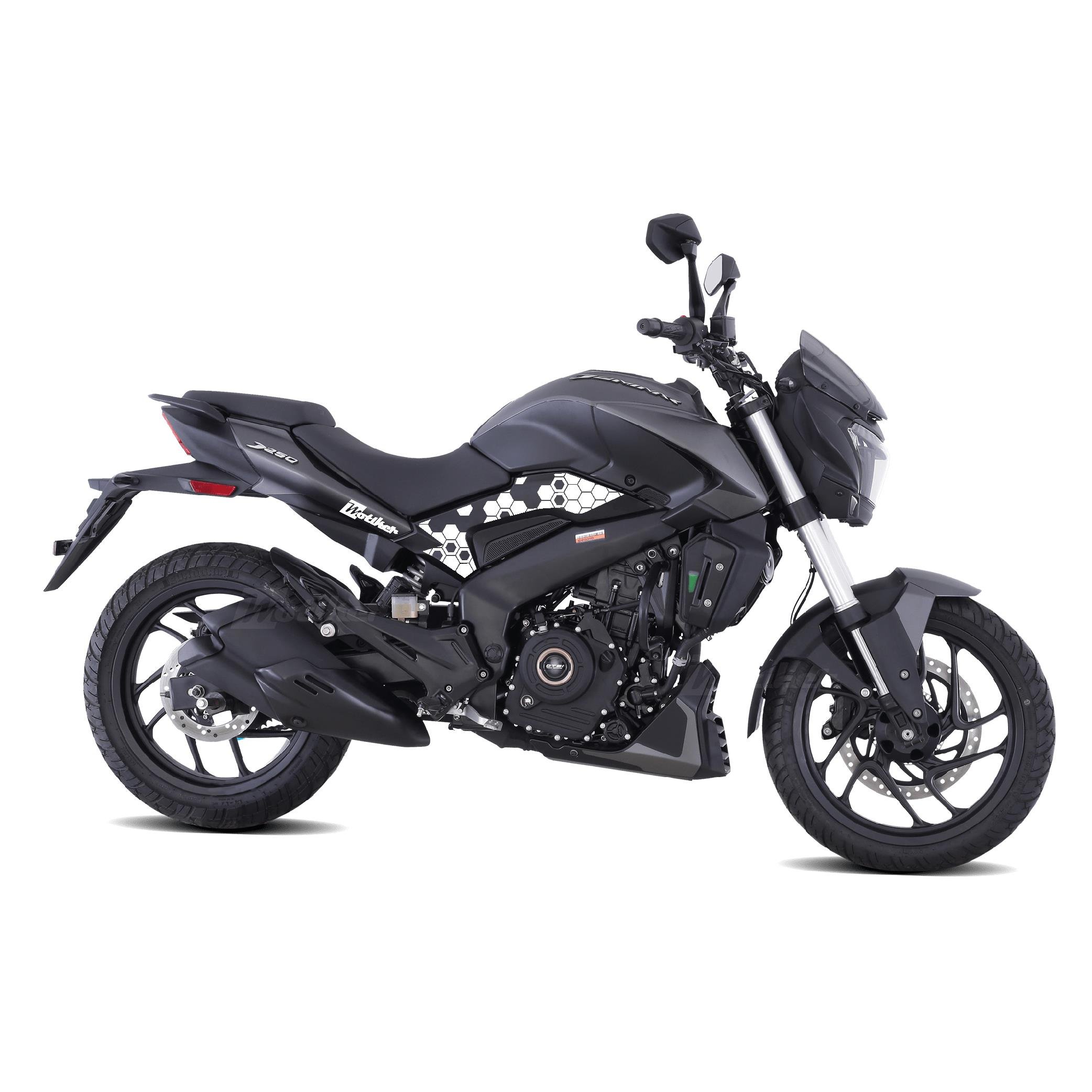 Bajaj Dominar 250 - 400 Orta Şase Üstü Plastik Motosiklet Kaplama Sticker Etiket Modeli Bal Peteği Desen - Beyaz