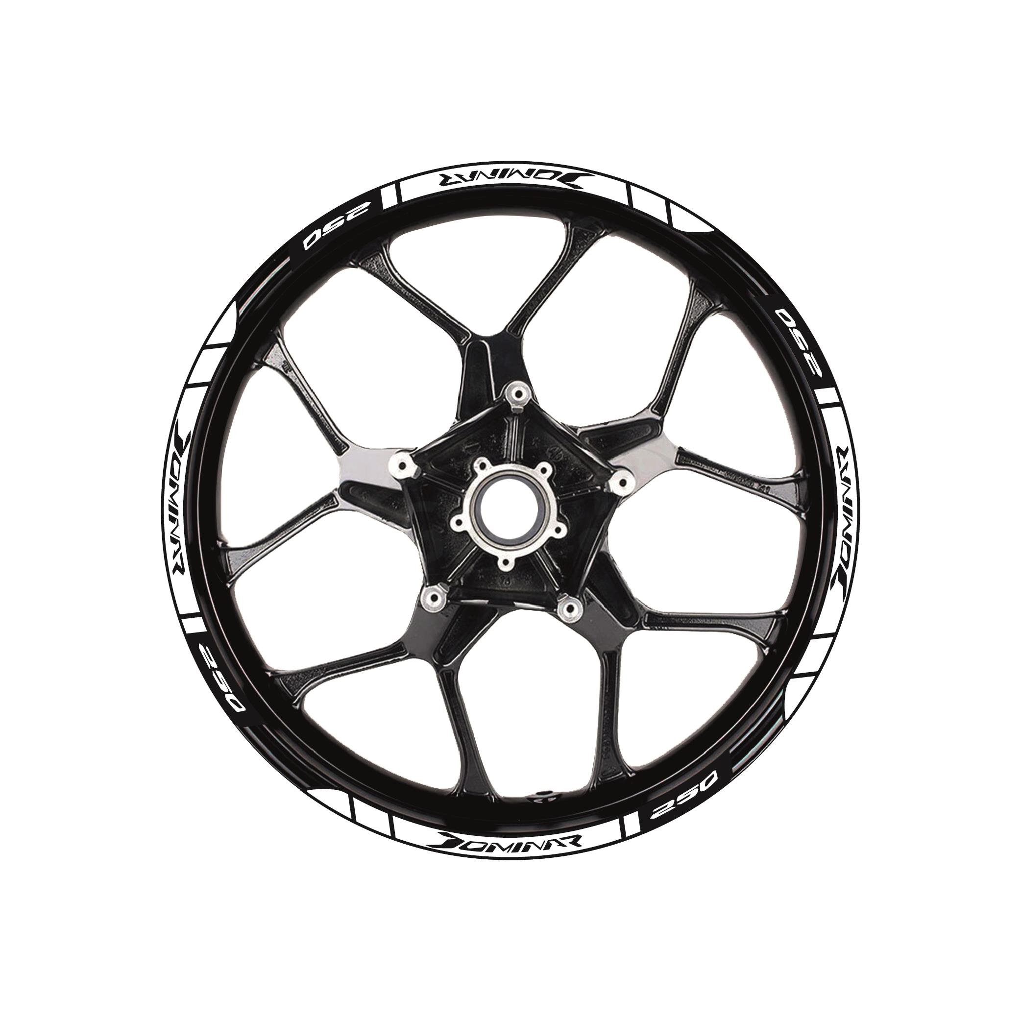 Bajaj Dominar 250 Baskılı Jant Dışı Şerit Motosiklet Sticker Etiket Modeli Beyaz