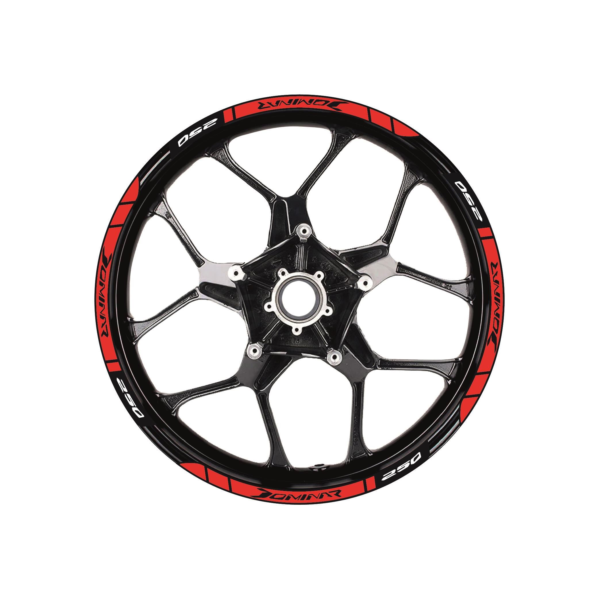 Bajaj Dominar 250 Baskılı Jant Dışı Şerit Motosiklet Sticker Etiket Modeli Kırmızı