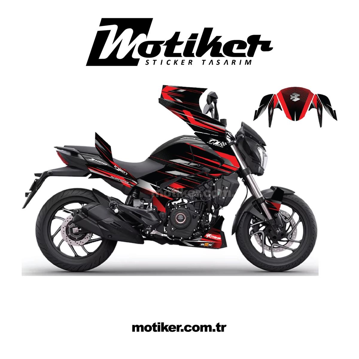Bajaj Dominar F1 Red Stripped Sticker Etiket Kaplama Model