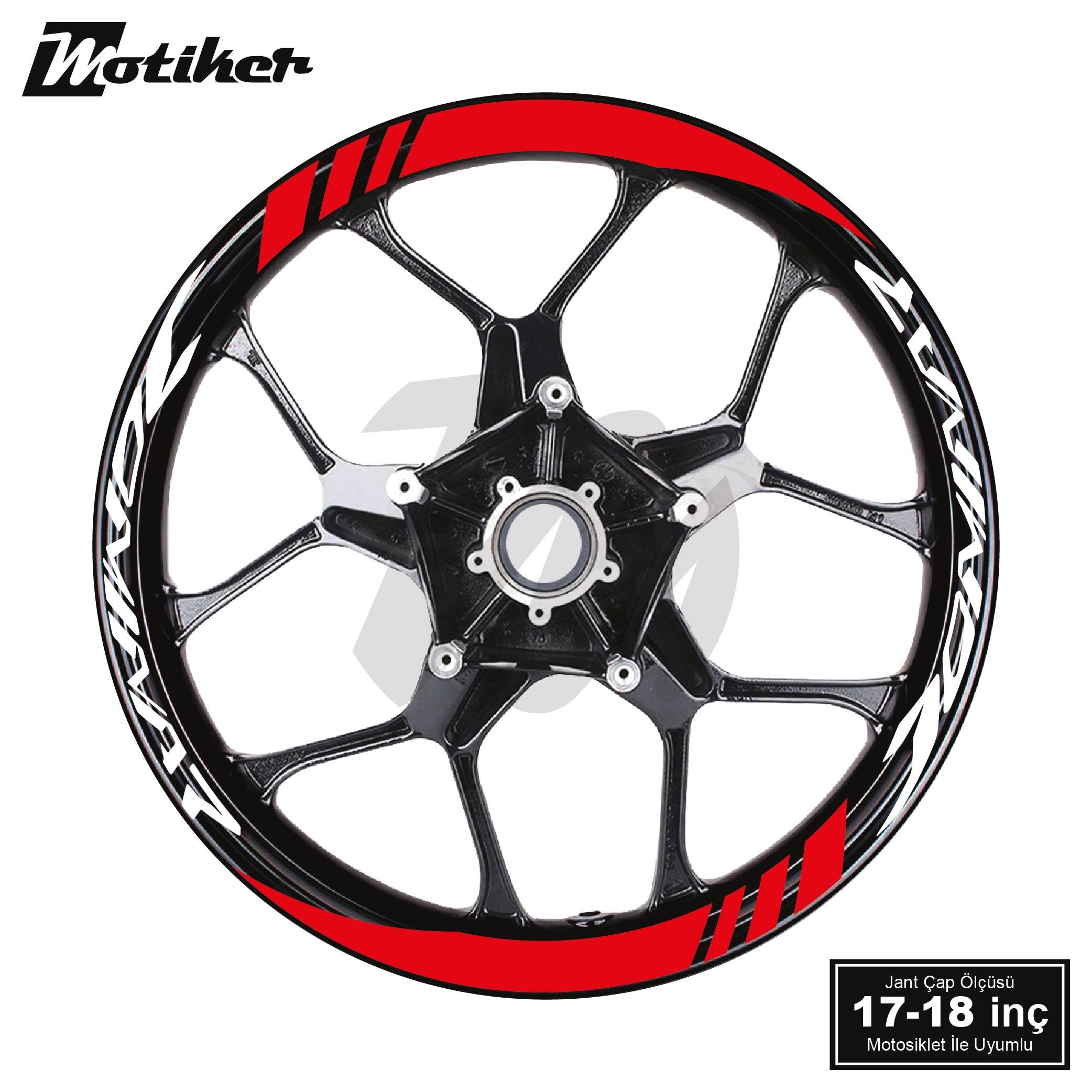 DominarBajaj Dominar Geniş Jant Sticker Modeli 16'lı Kırmızı Beyaz