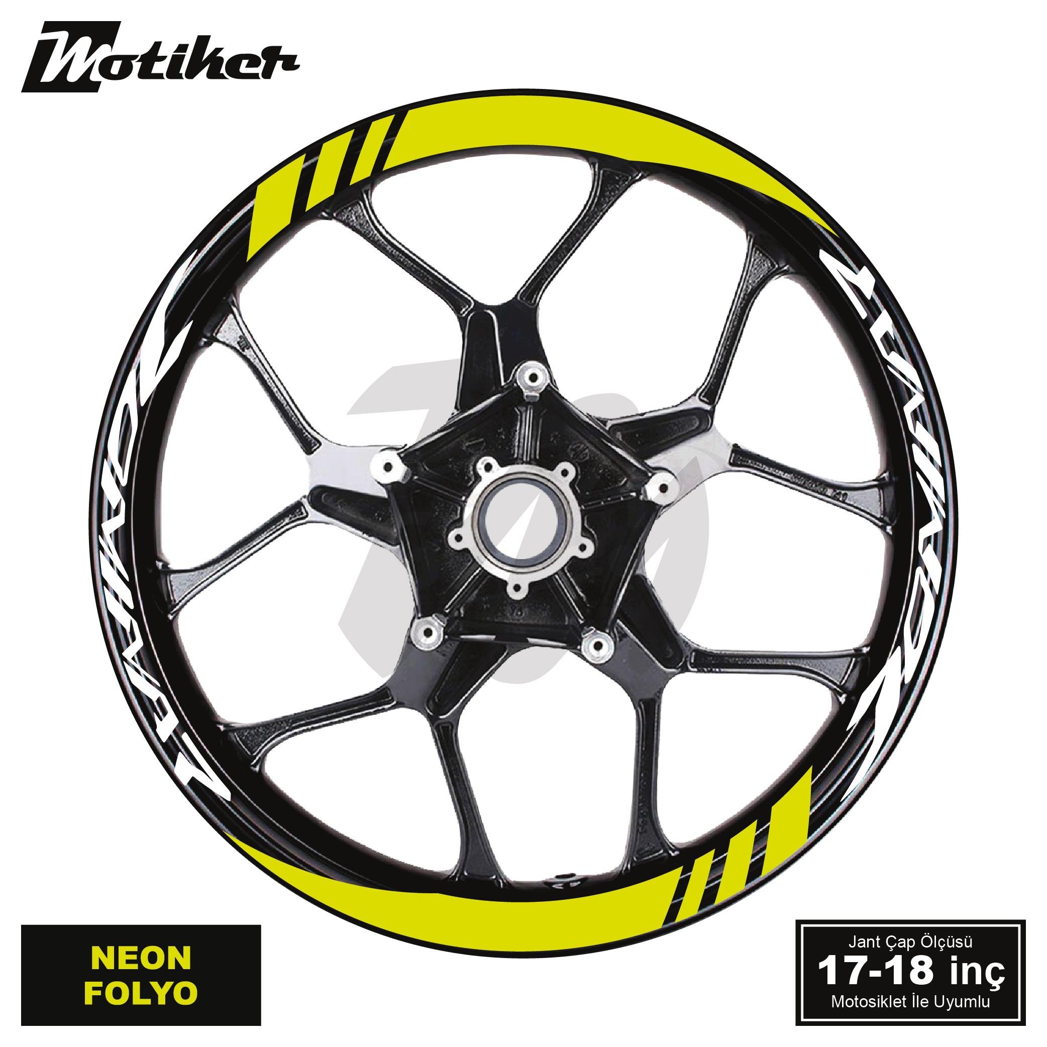 DominarBajaj Dominar Geniş Jant Sticker Modeli 16'lı Neon Sarı Beyaz