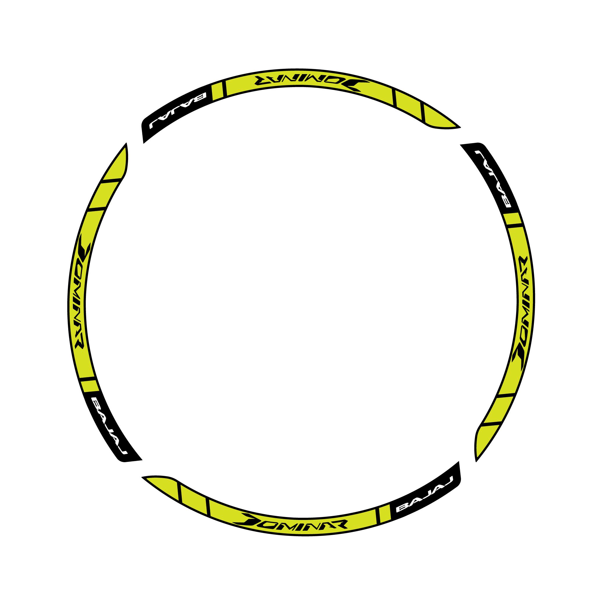 Bajaj Dominar Neon Sarı Beyaz Jant Sticker Modeli