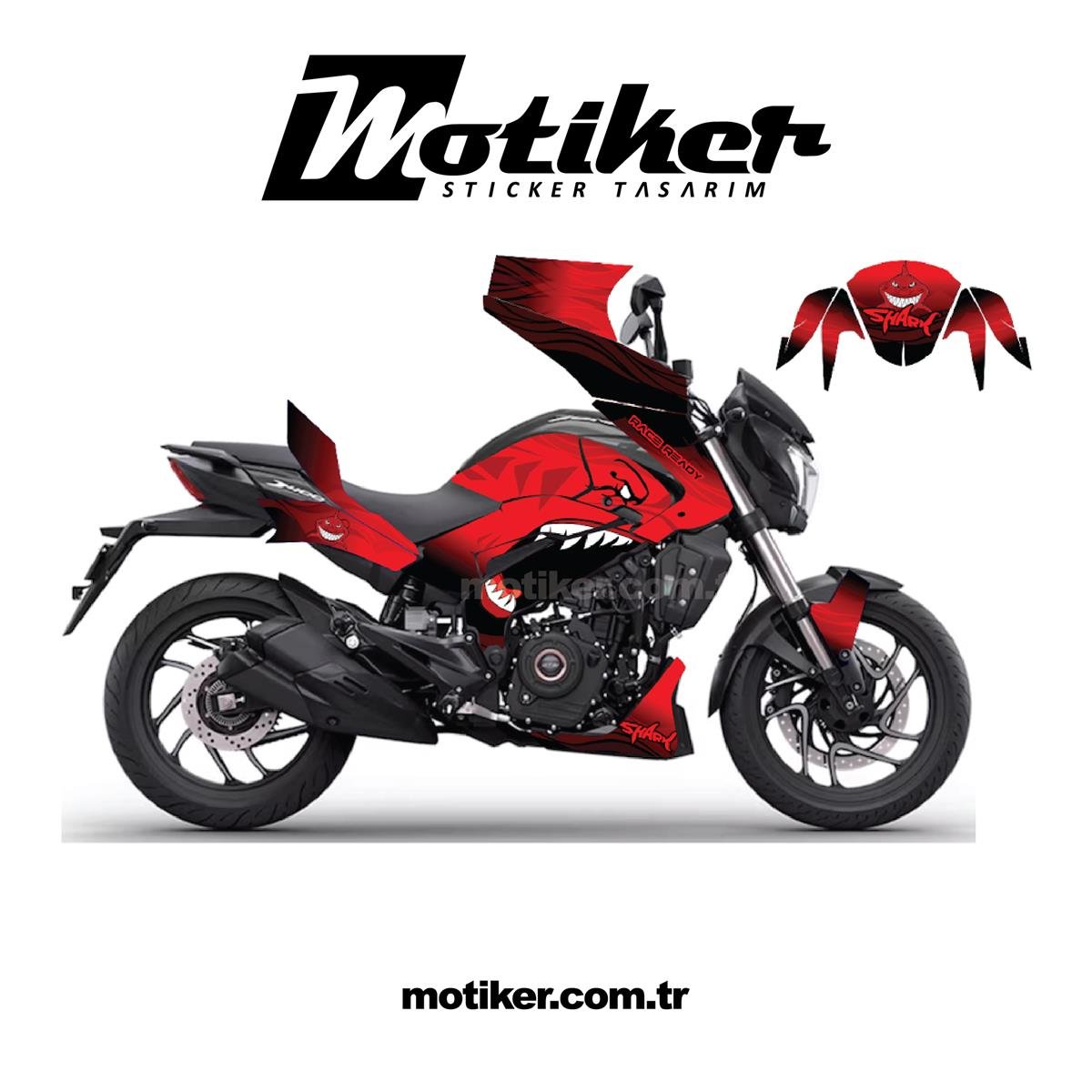 Bajaj Dominar Red Shark  Sticker Etiket Kaplama Model