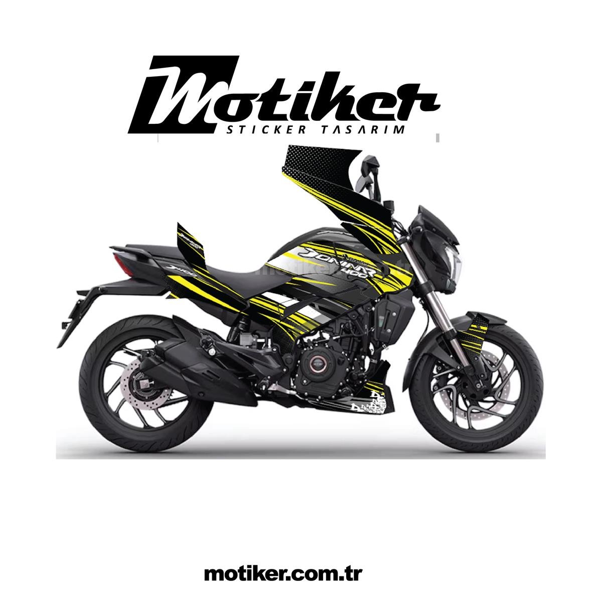 Bajaj Dominar Yellow Lined Design  Sticker Etiket Kaplama Model