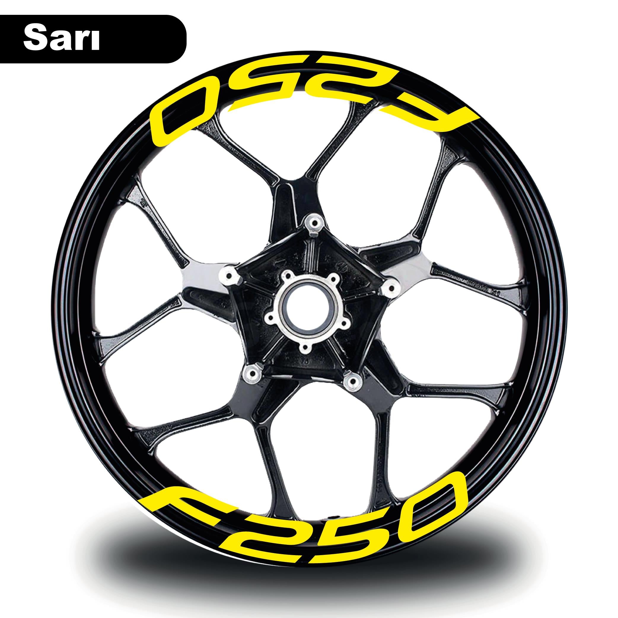 F250Bajaj F250 Jant İçi Yazı Sticker Modeli Sarı