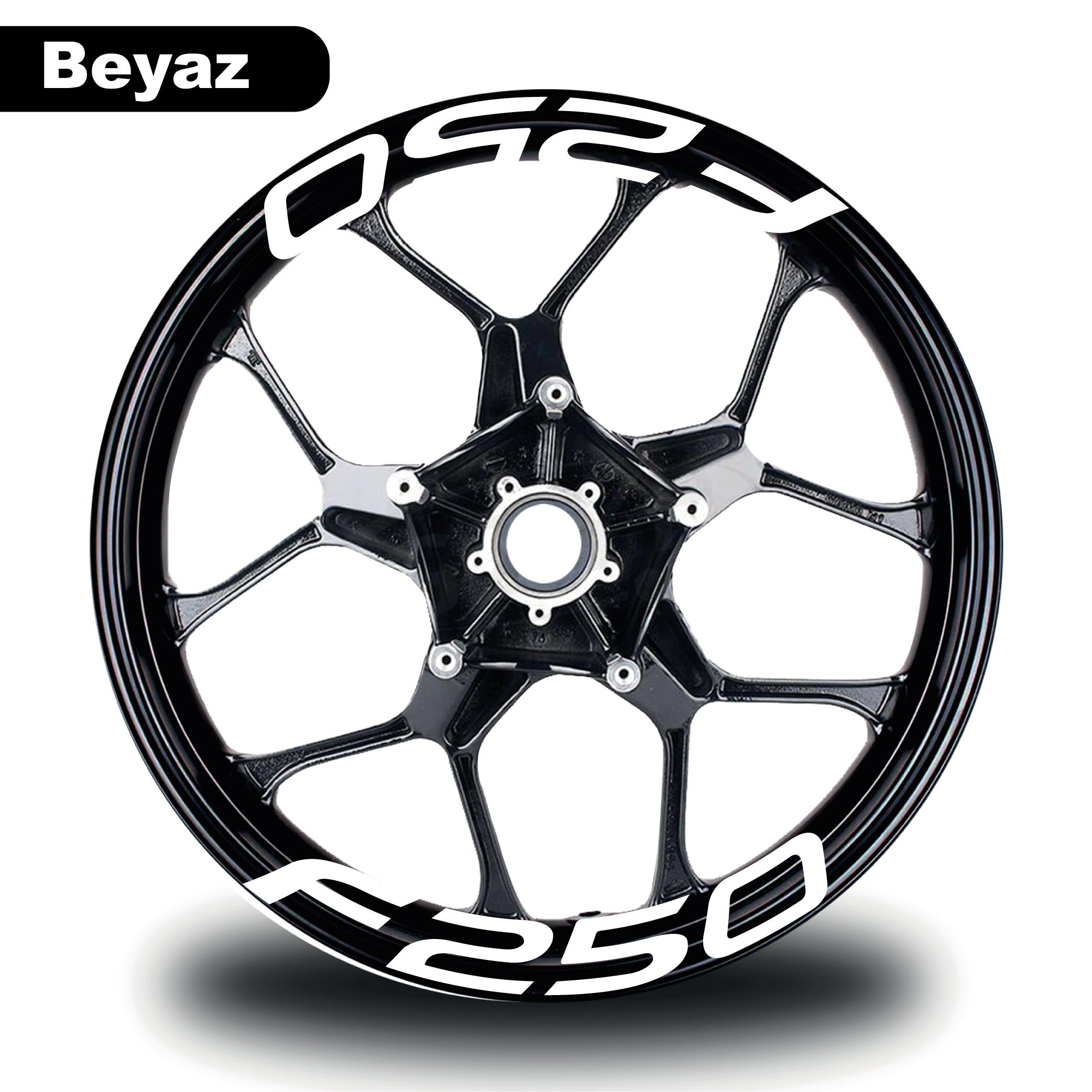 F250Bajaj F250 Jant İçi Yazı Sticker Modeli Beyaz