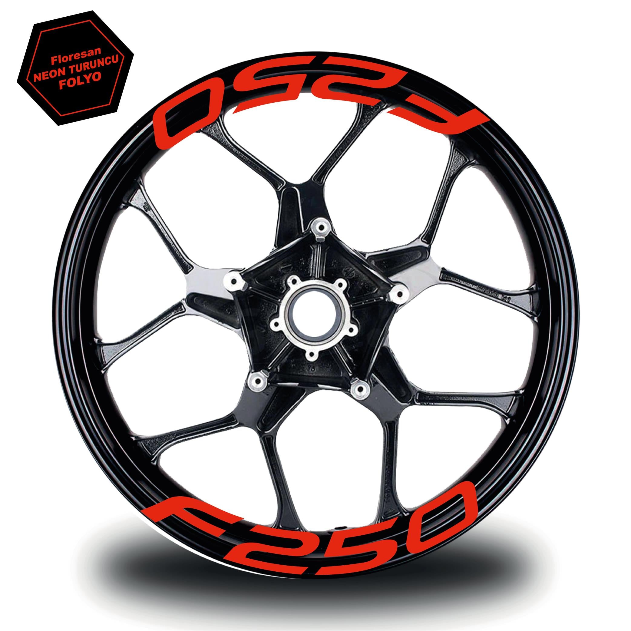 F250Bajaj F250 Jant İçi Yazı Sticker Modeli Neon Turuncu