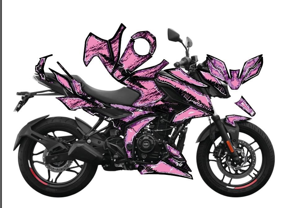 N250Bajaj N250 AirBrush Pembe Tasarım Motosiklet Sticker Etiket Kaplama Modeli 