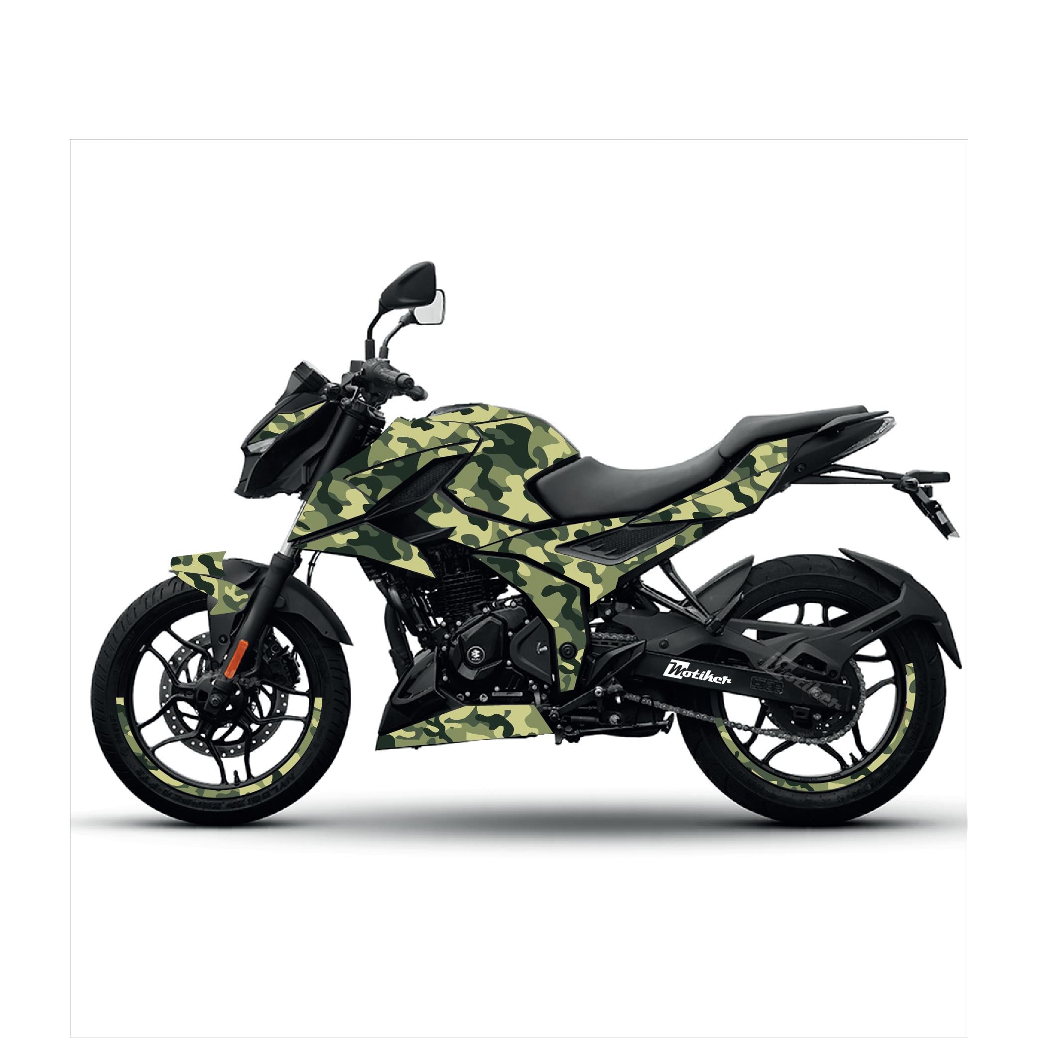 Bajaj N250 Askeri Kamuflaj Tasarım Motosiklet Sticker Etiket Kaplama Modeli