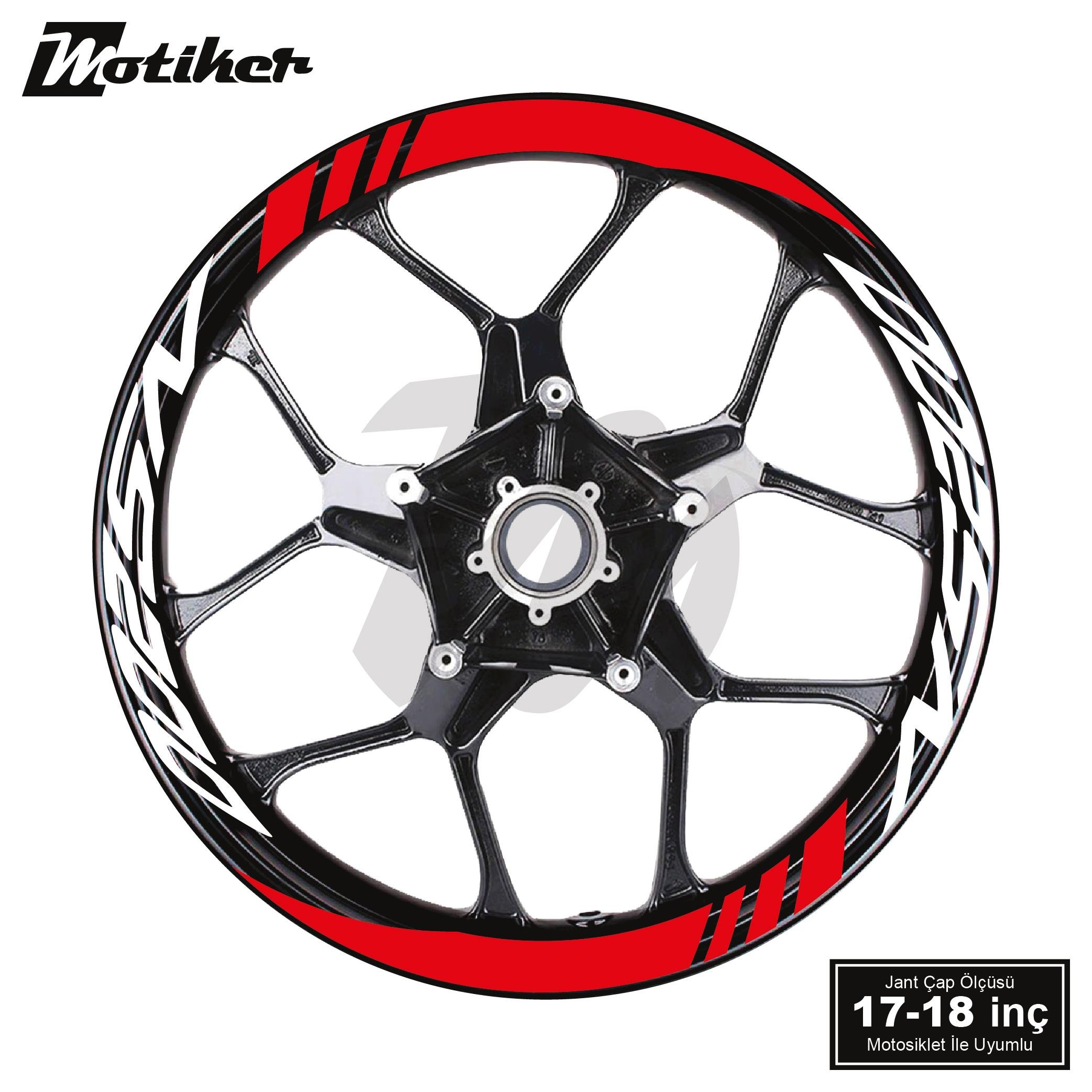 PULSAR NS 200Bajaj NS200 Geniş Jant Sticker Modeli 16'lı Kırmızı Beyaz