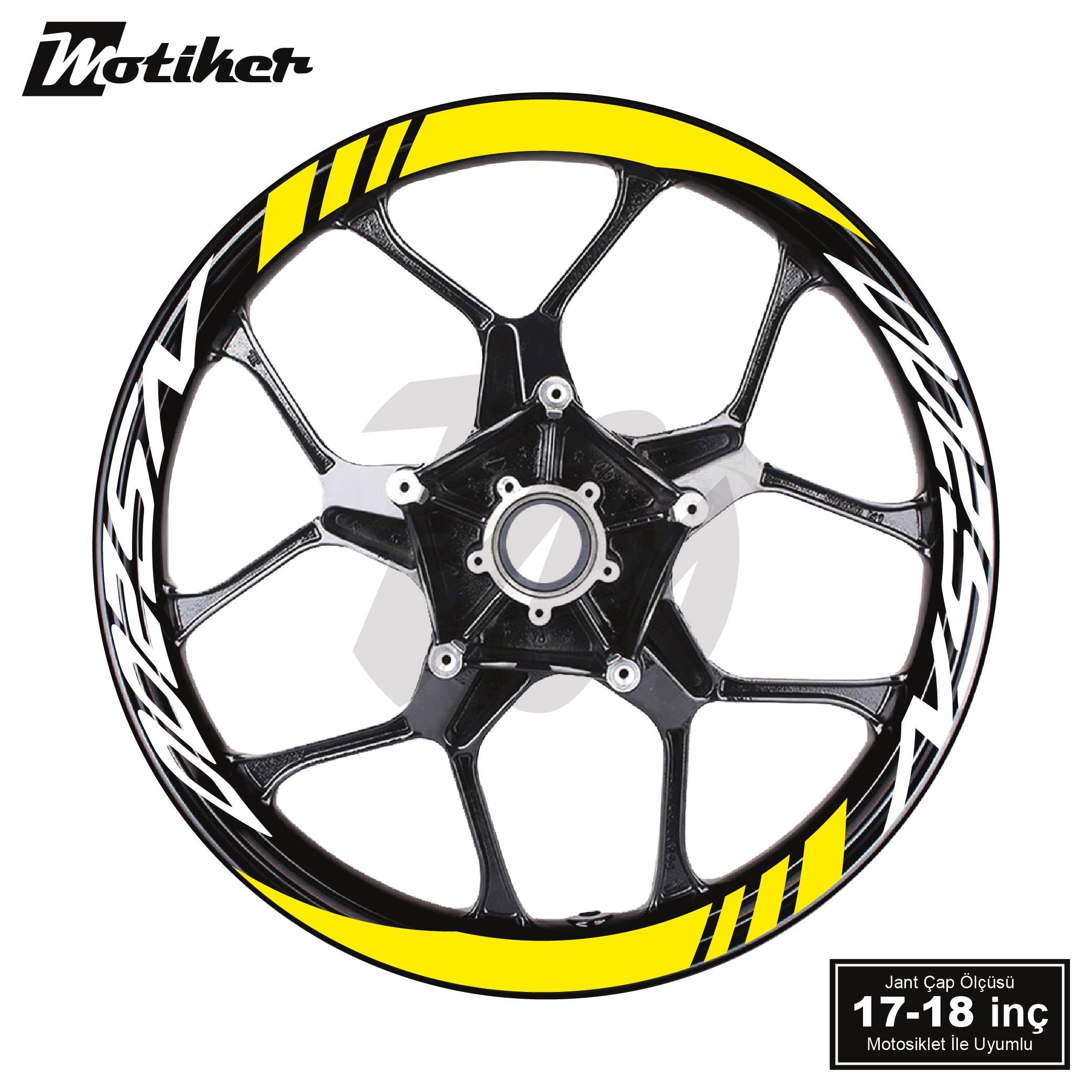 PULSAR NS 200Bajaj NS200 Geniş Jant Sticker Modeli 16'lı Sarı Beyaz