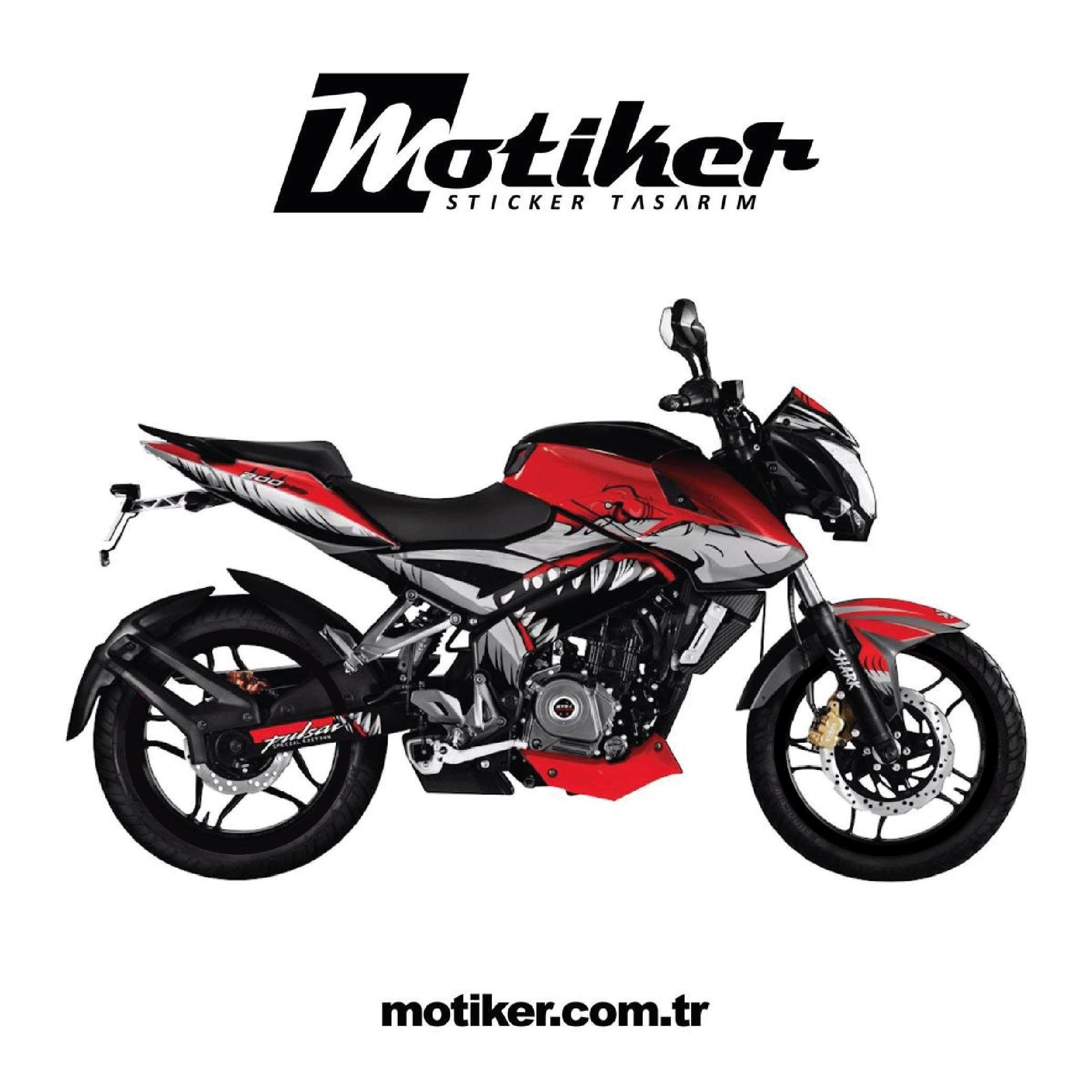 Bajaj NS200 Red Shark Sticker Etiket Kaplama Modeli