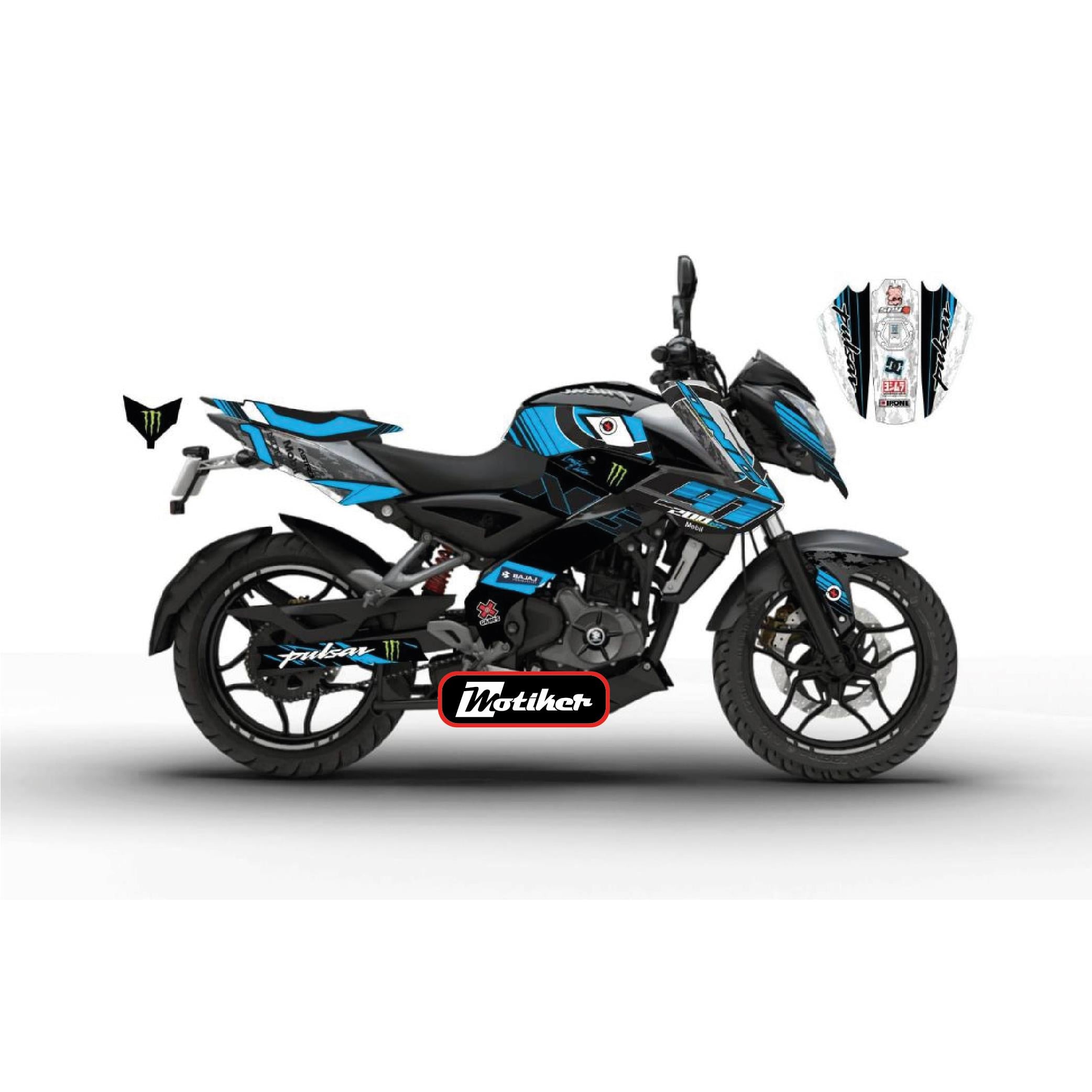 PULSAR NS 200BAJAJ NS200 Sticker Divided Blue G1 Kaplama Etiket Tasarım Modeli