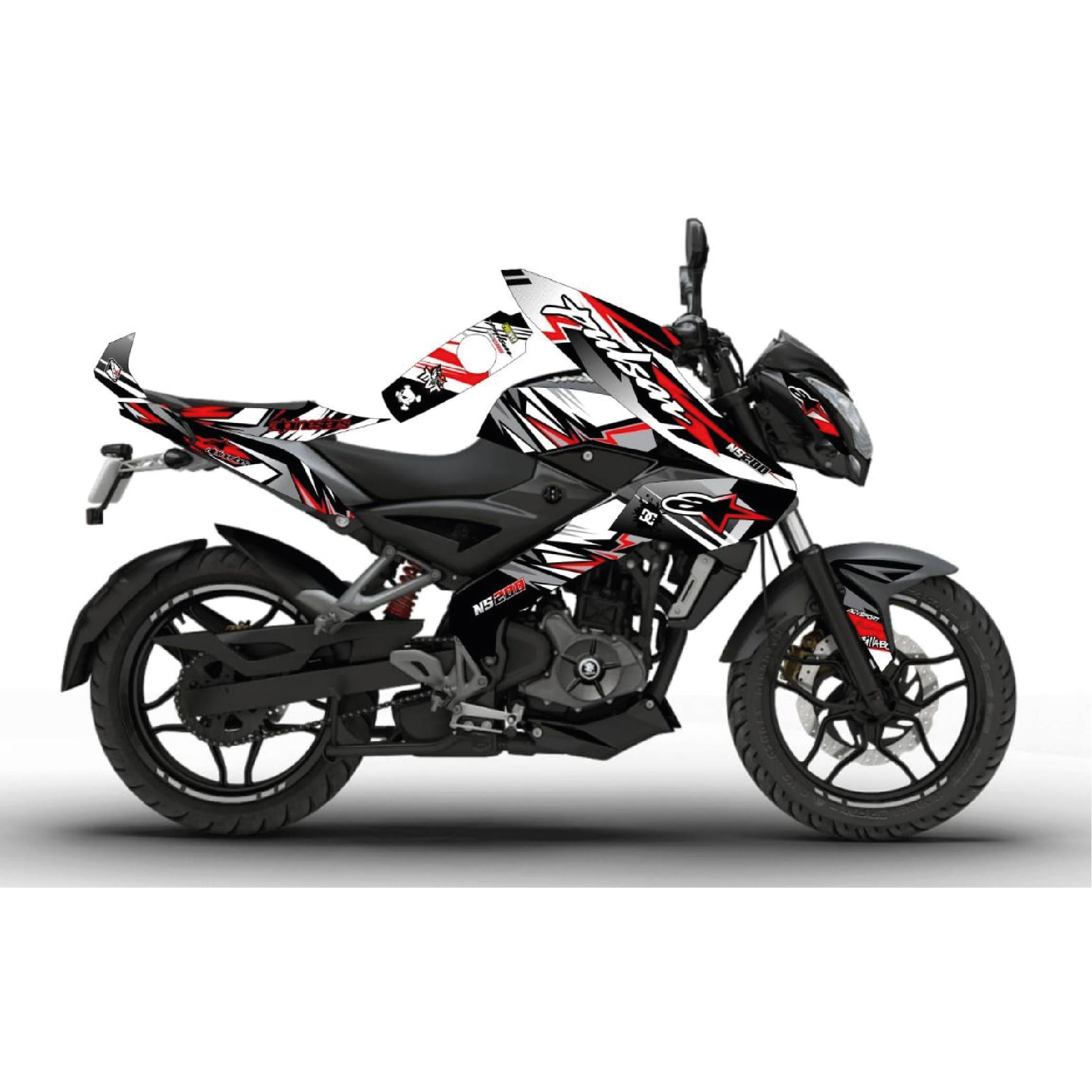 PULSAR NS 200BAJAJ NS200 Sticker Divided Red Alpinestar Kaplama Etiket Tasarım Modeli
