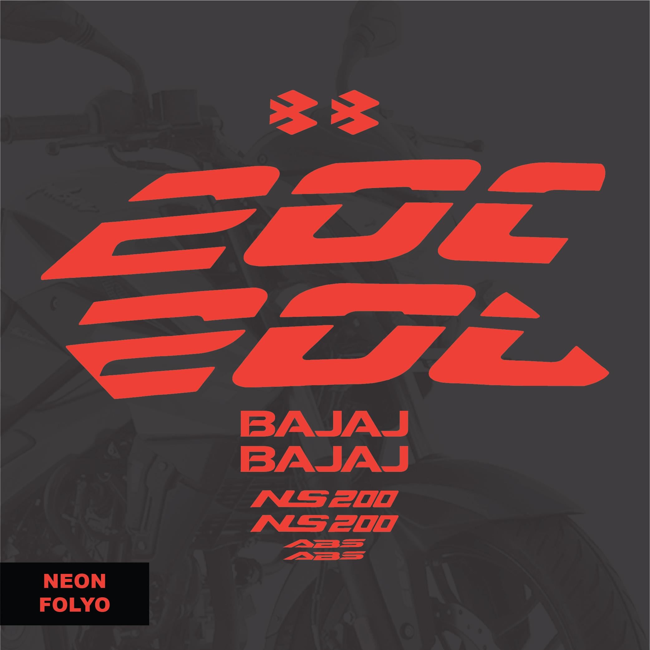PULSAR NS 200Bajaj NS200 Sticker Neon Turuncu (Kırmızı)  Set Motosiklet Sticker Etiket Modeli