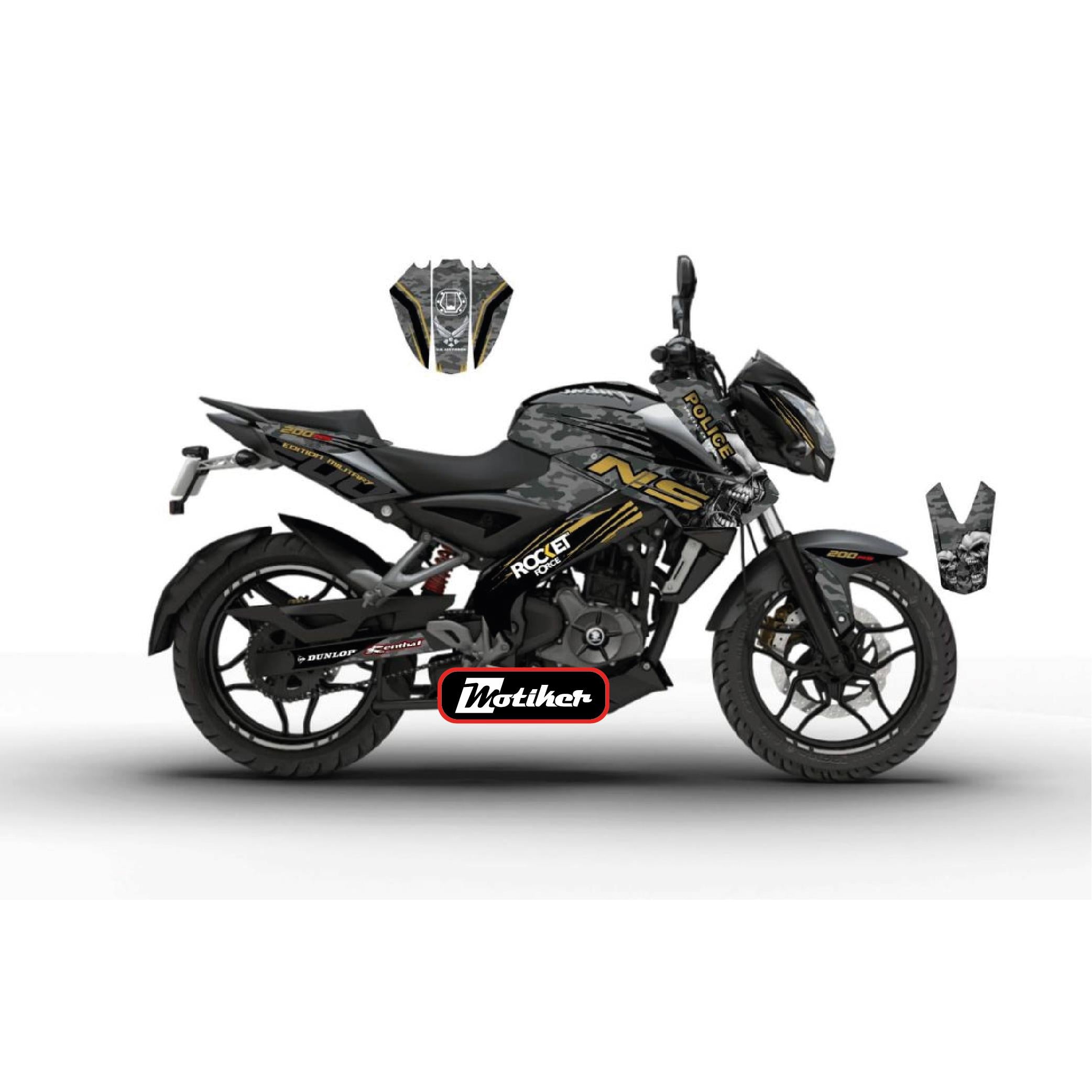 PULSAR NS 200BAJAJ NS200 Sticker Rocket Force Kaplama Etiket Tasarım Modeli