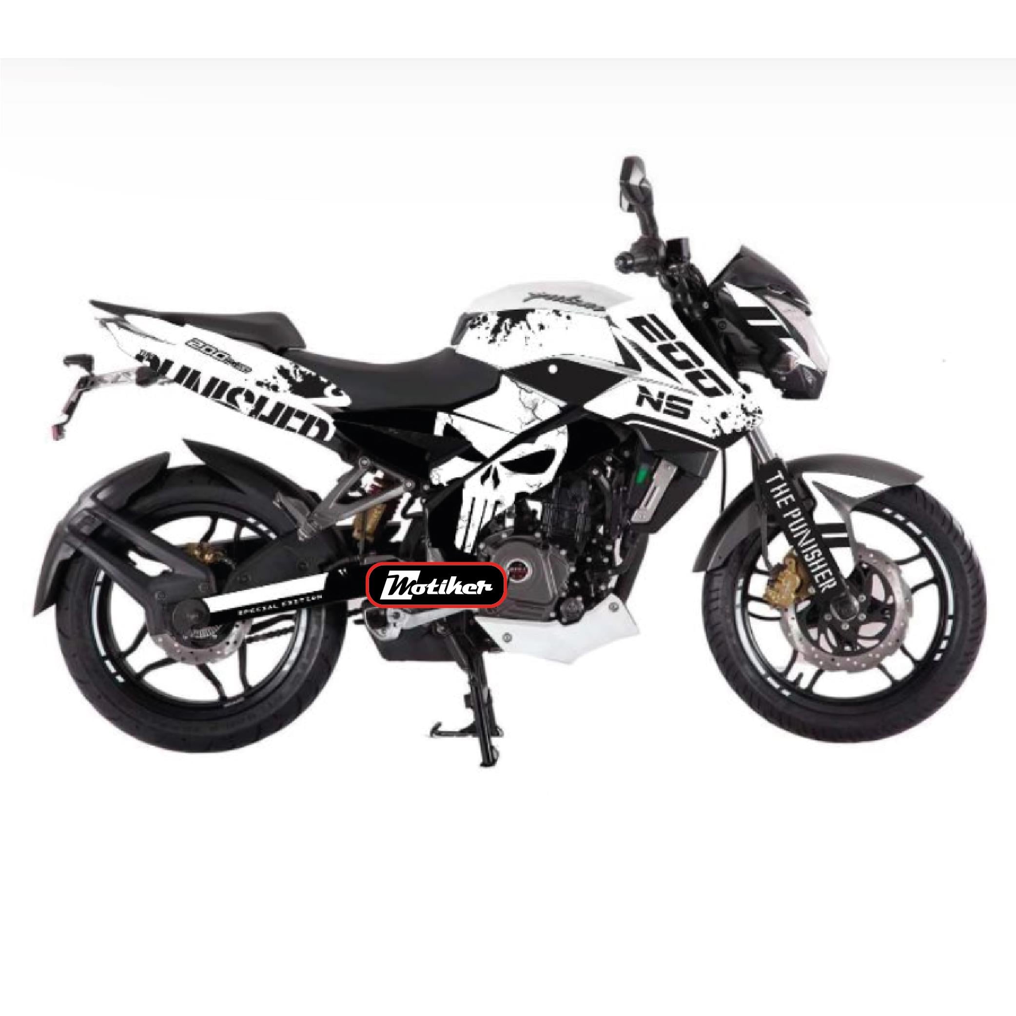 PULSAR NS 200BAJAJ NS200 Sticker Whıte Punisher Kaplama Etiket Tasarım Modeli