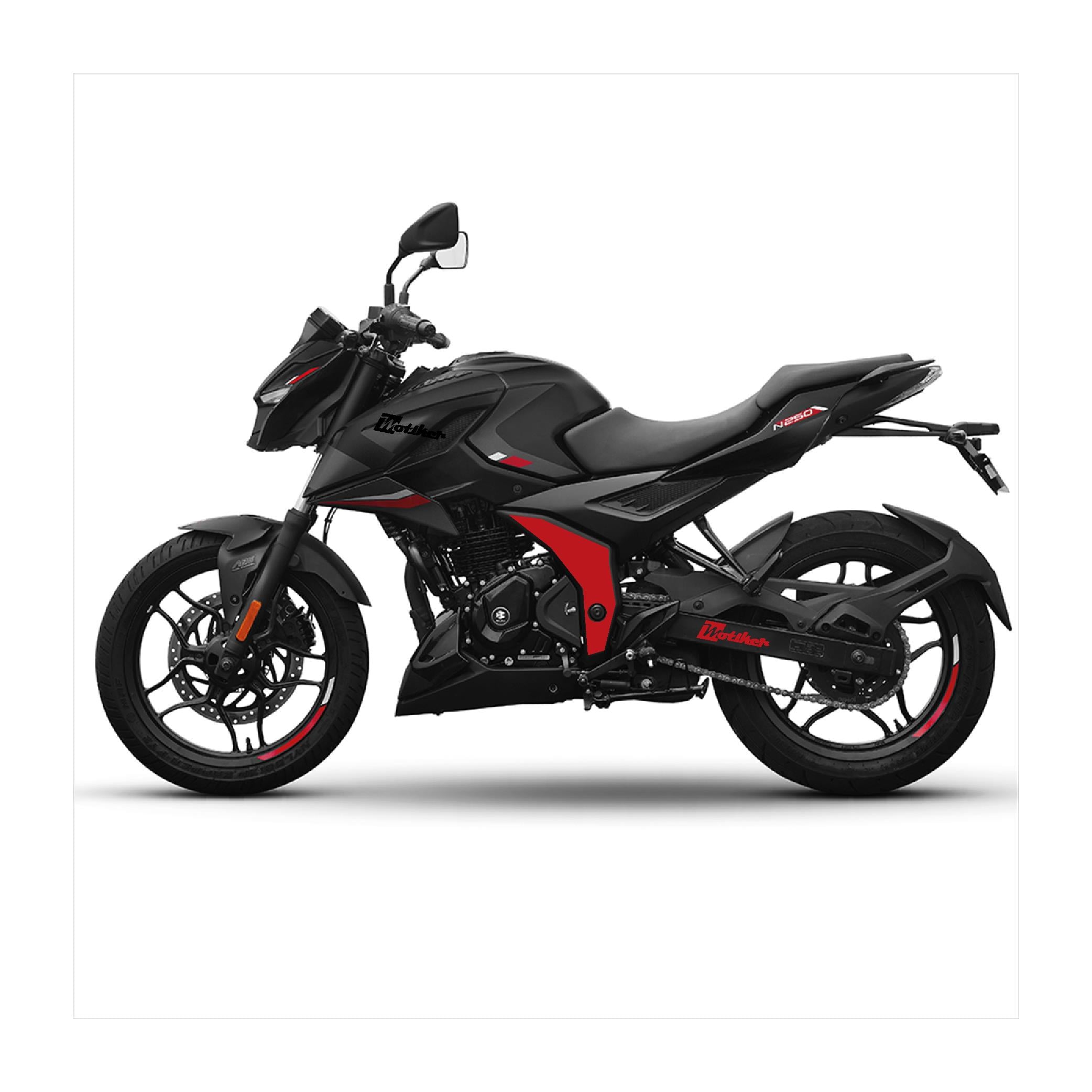 BAJAJ PULSAR N250 Orta Şase Motosiklet Sticker Etiket Kaplama Modeli Kırmızı