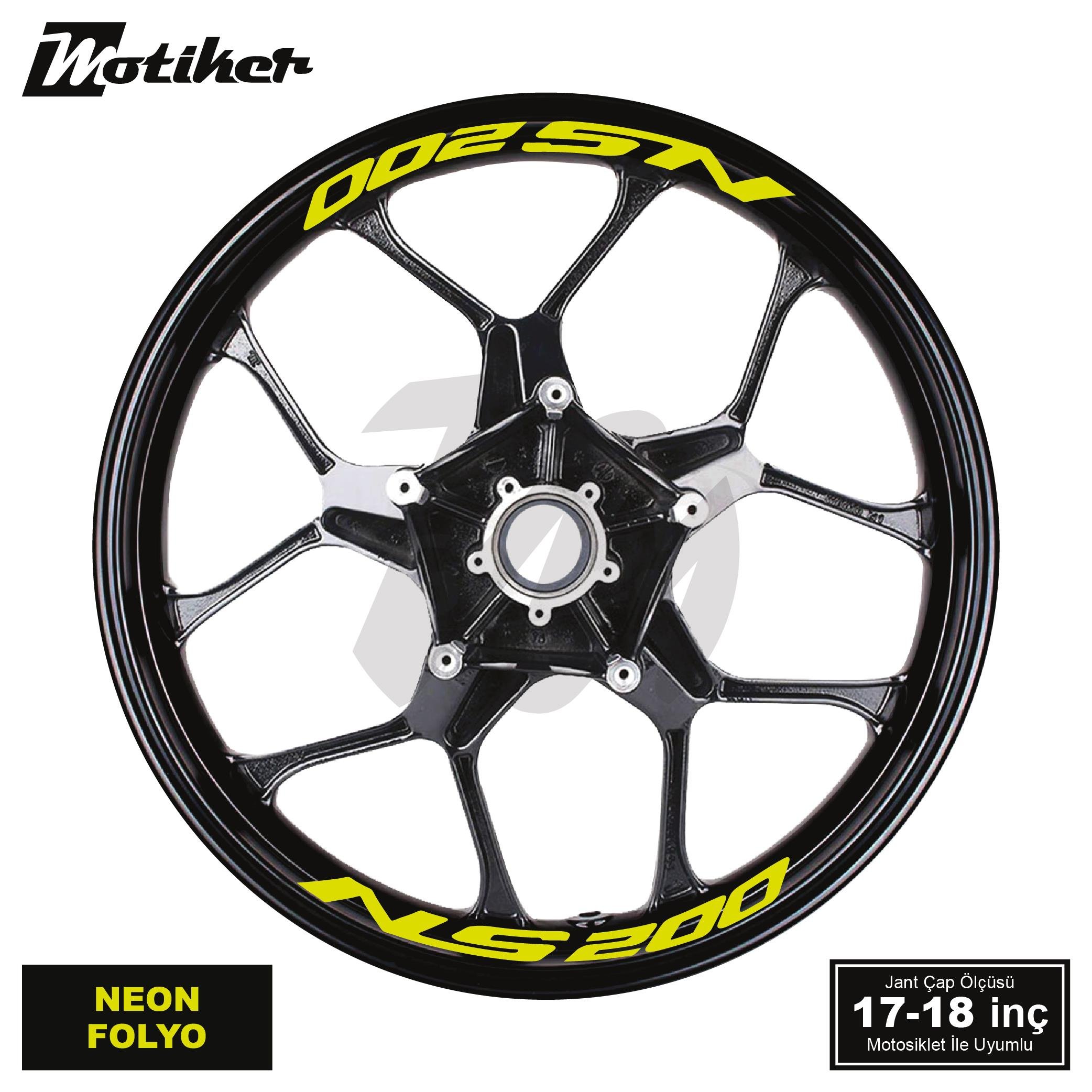 PULSAR NS 200Bajaj Pulsar NS 200 Yazılı 8 Li Jant İçi Yazı Sticker Neon Sarı