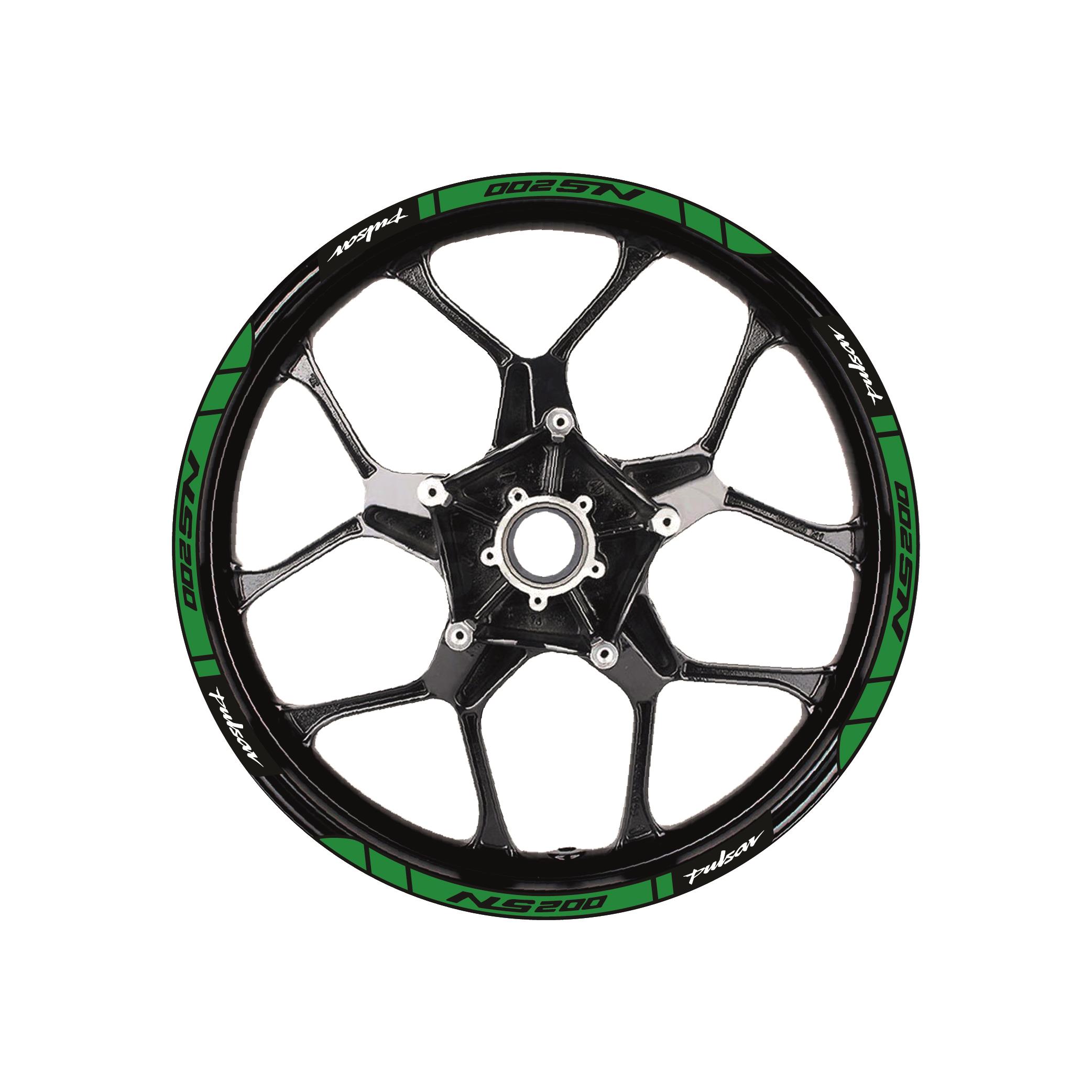 Bajaj Pulsar NS200 Baskılı Jant Dışı Şerit Motosiklet Sticker Etiket Modeli Yeşil 