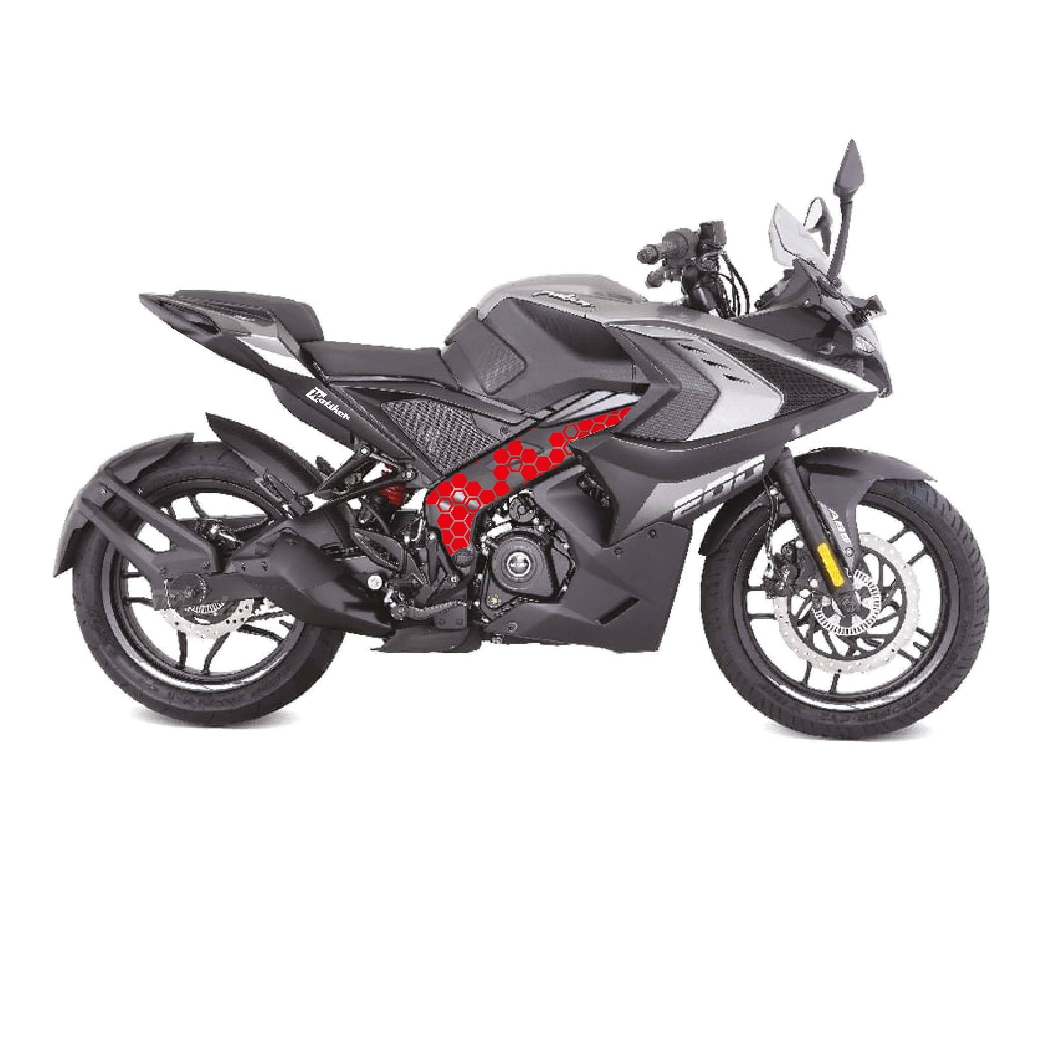 BAJAJ PULSAR RS200 Orta Şase Motosiklet Sticker Etiket Petek Desen Kırmızı 