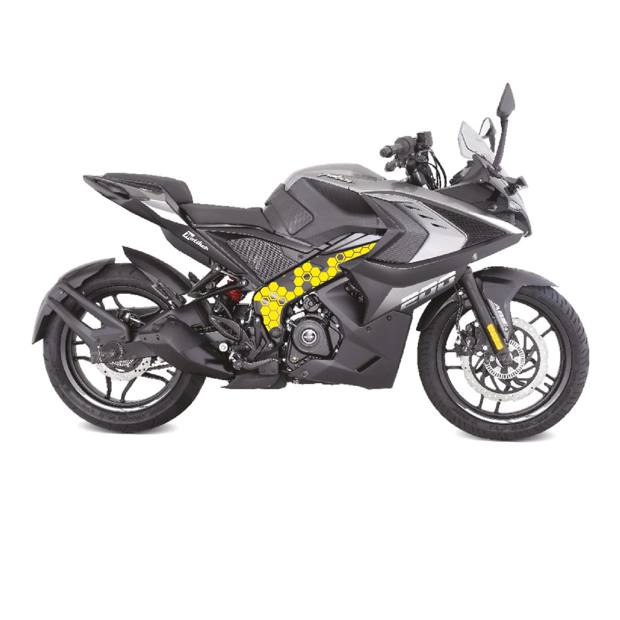 BAJAJ PULSAR RS200 Orta Şase Motosiklet Sticker Etiket Petek Desen Sarı