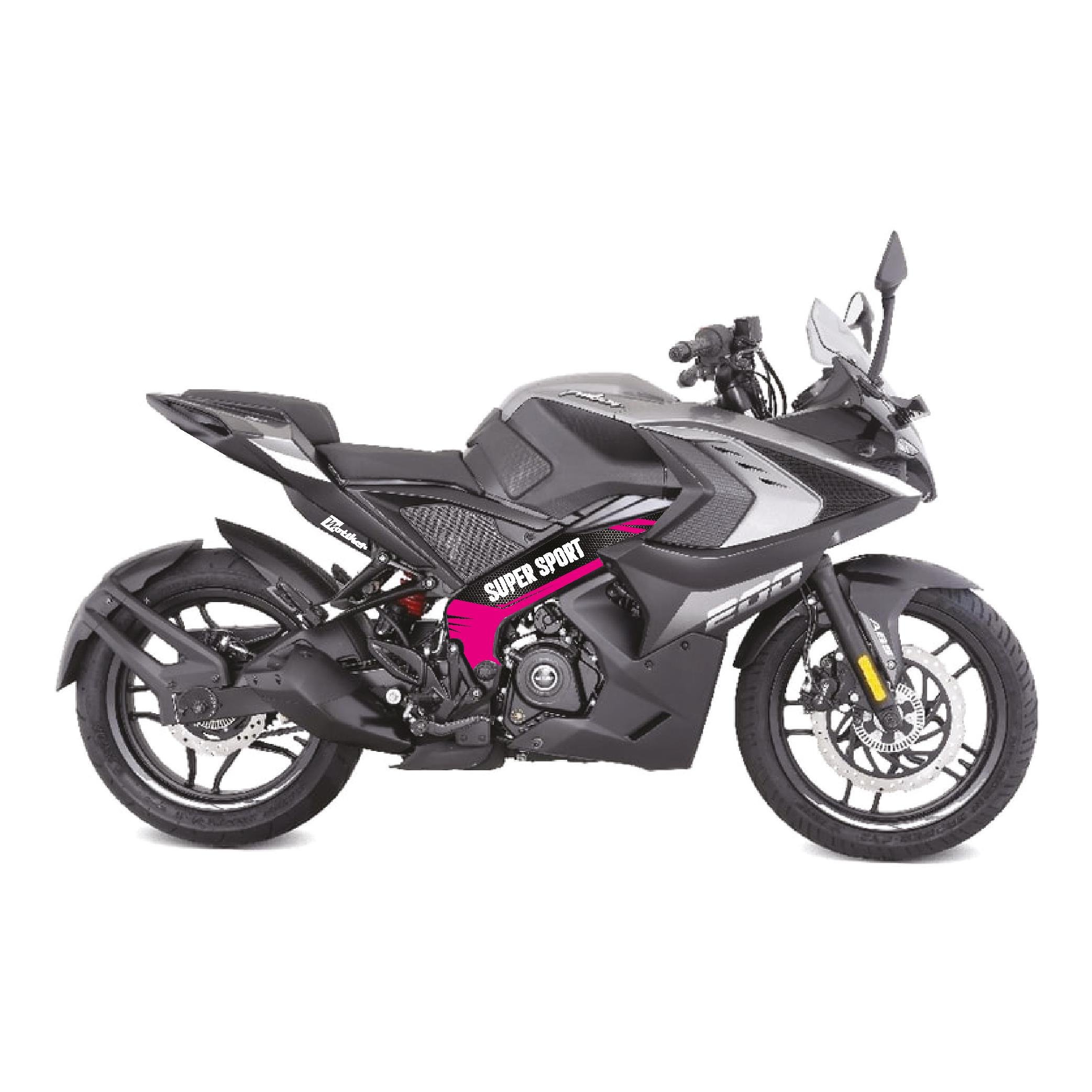 BAJAJ PULSAR RS200 Orta Şase Motosiklet Sticker Etiket Modeli Super Sport Pembe