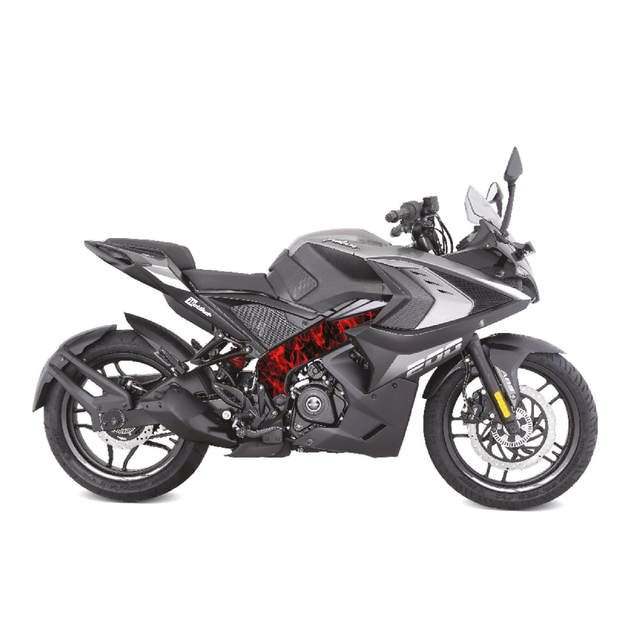 BAJAJ PULSAR RS200 Orta Şase Motosiklet Sticker Etiket Modeli Fırtına Desen Kırmızı 