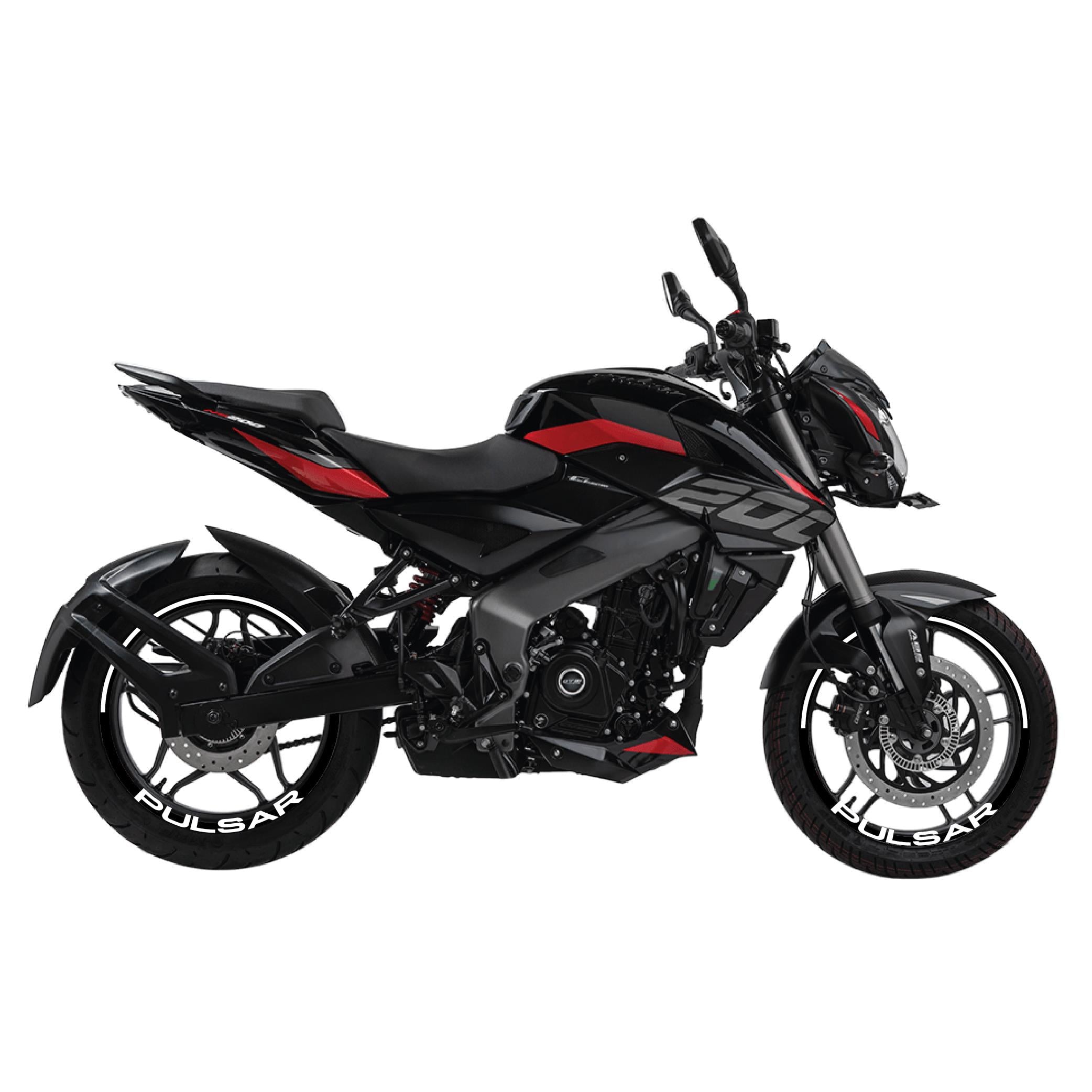 PULSAR NS 200Bajaj Pulsar Yazılı Dış Çizgi İç Geniş Yazılı Motosiklet Jant Sticker Etiket Modeli Beyaz