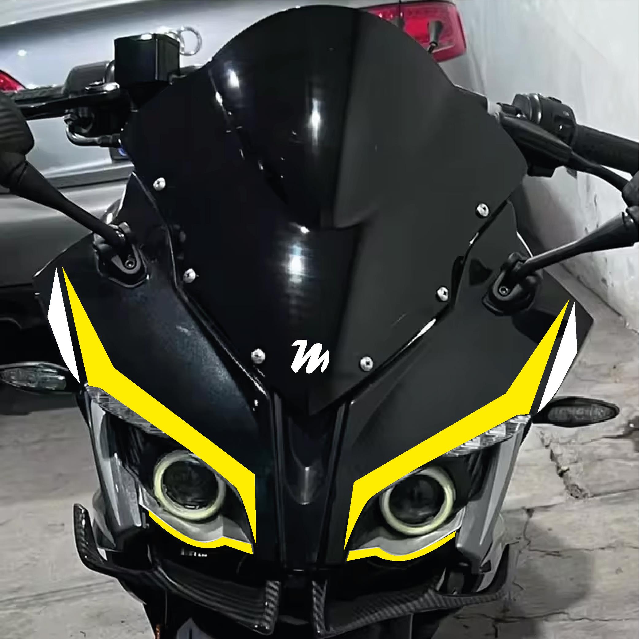 PULSAR RS 200Bajaj RS200 6'lı Ön Kafa Sticker Etiket Modeli Çift Renk Açık Sarı Beyaz Set