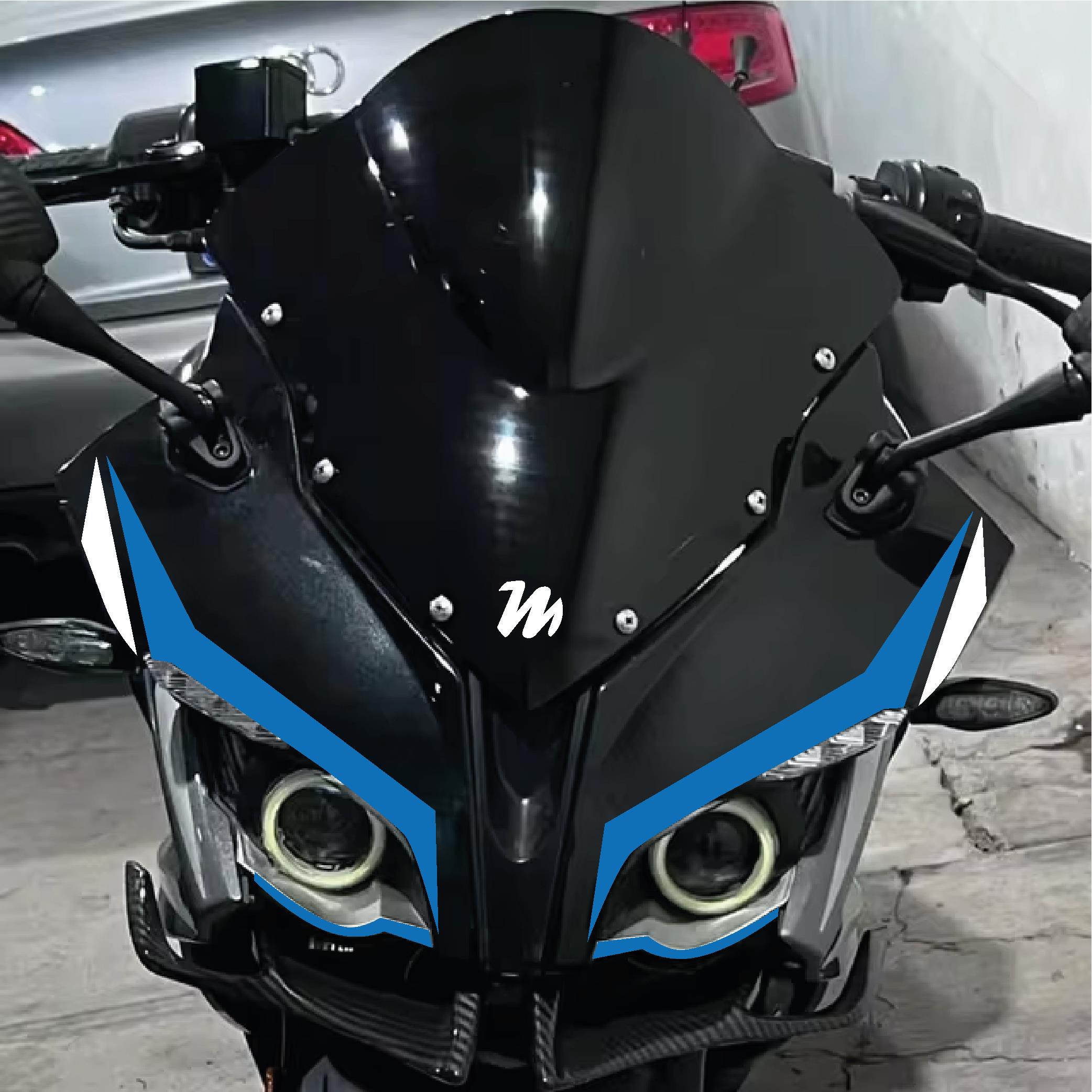 PULSAR RS 200Bajaj RS200 6'lı Ön Kafa Sticker Etiket Modeli Çift Renk Mavi Beyaz Set