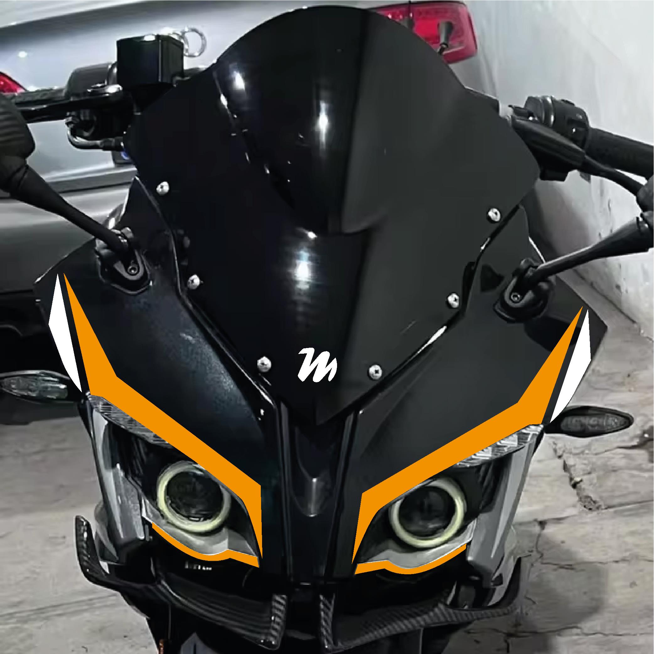 PULSAR RS 200Bajaj RS200 6'lı Ön Kafa Sticker Etiket Modeli Çift Renk Turuncu Beyaz Set