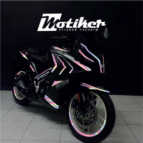 Bajaj RS200 Hologram Parçalı Tasarım Motosiklet Sticker Etiket Modeli