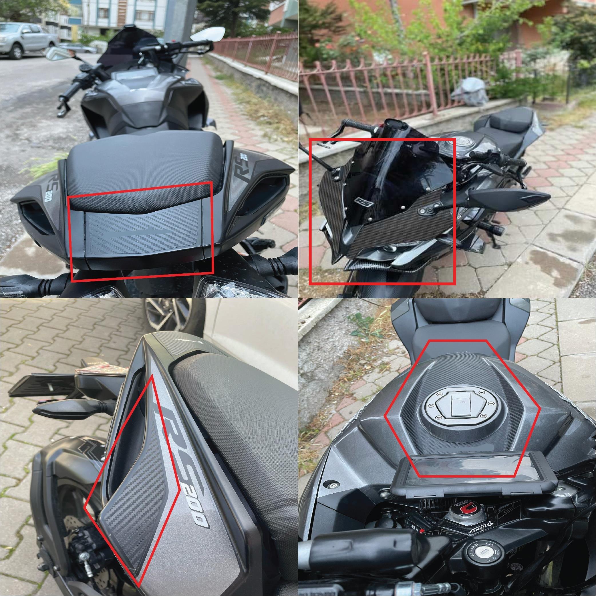 PULSAR RS 200Bajaj RS200 Karbon Set Depo Kuyruk Ön Kafa Sticker Etiket Modeli