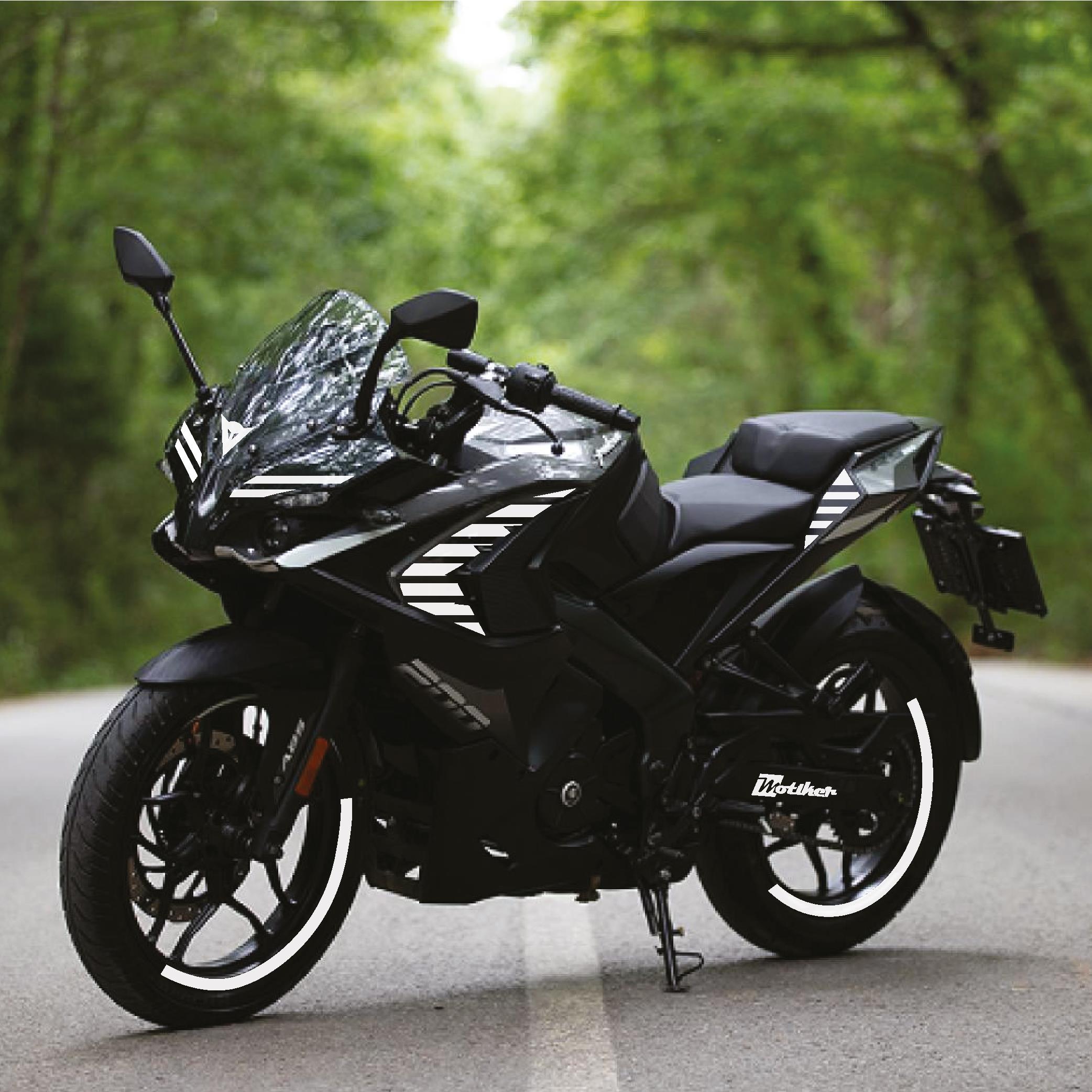 PULSAR RS 200Bajaj RS200 Kesikli Tek Renk Beyaz Motosiklet Sticker Etiket Takım Modeli