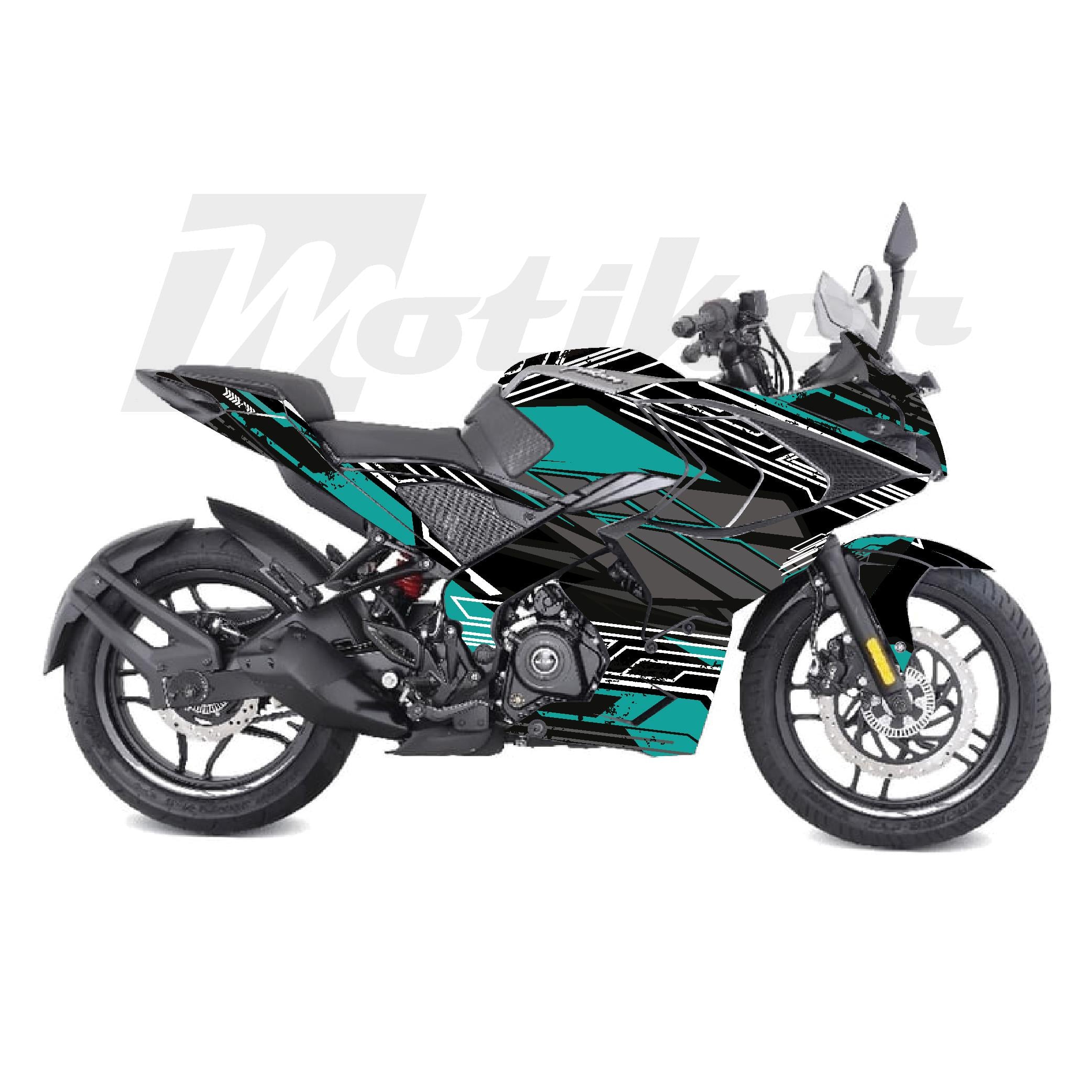 PULSAR RS 200Bajaj RS200 K'night Model Parçalı Motosiklet Kaplama Sticker Etiket Modeli Turkuaz Gri Beyaz